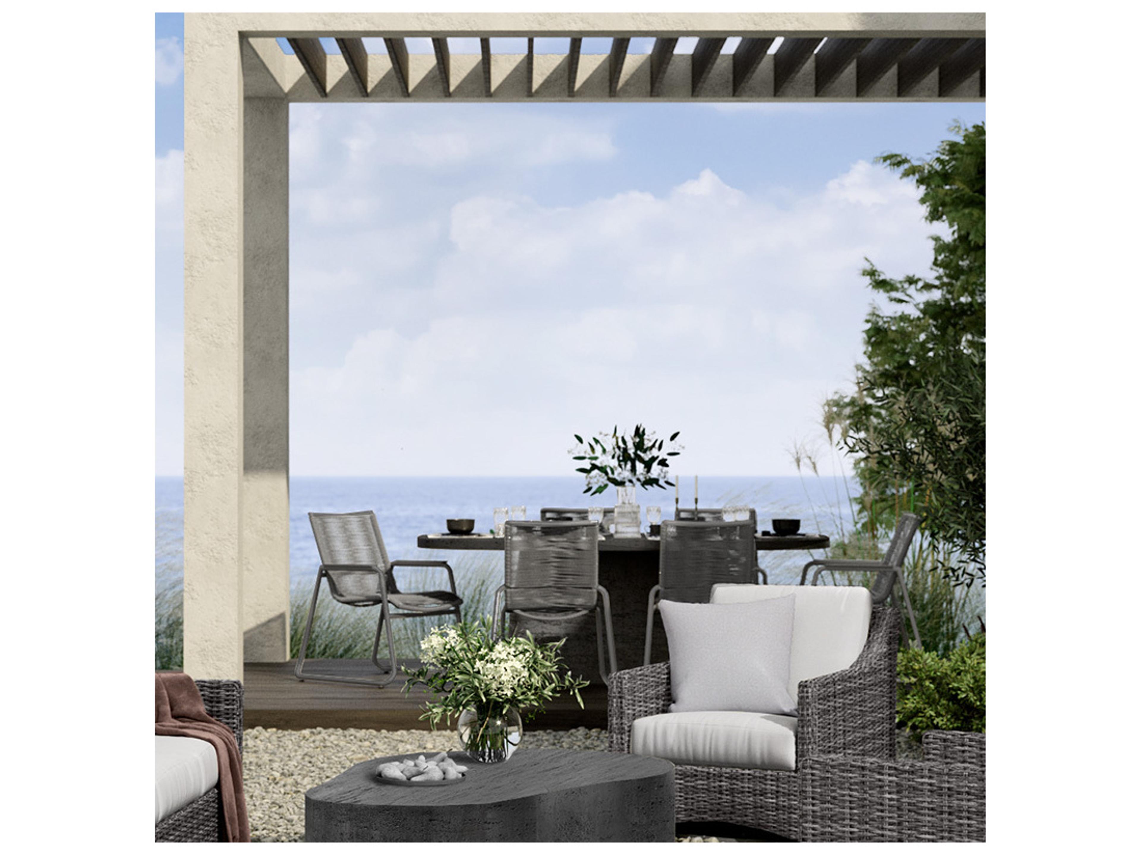 Ebel Cabana Aluminum Wicker Stackable Outdoor Dining Arm Chair