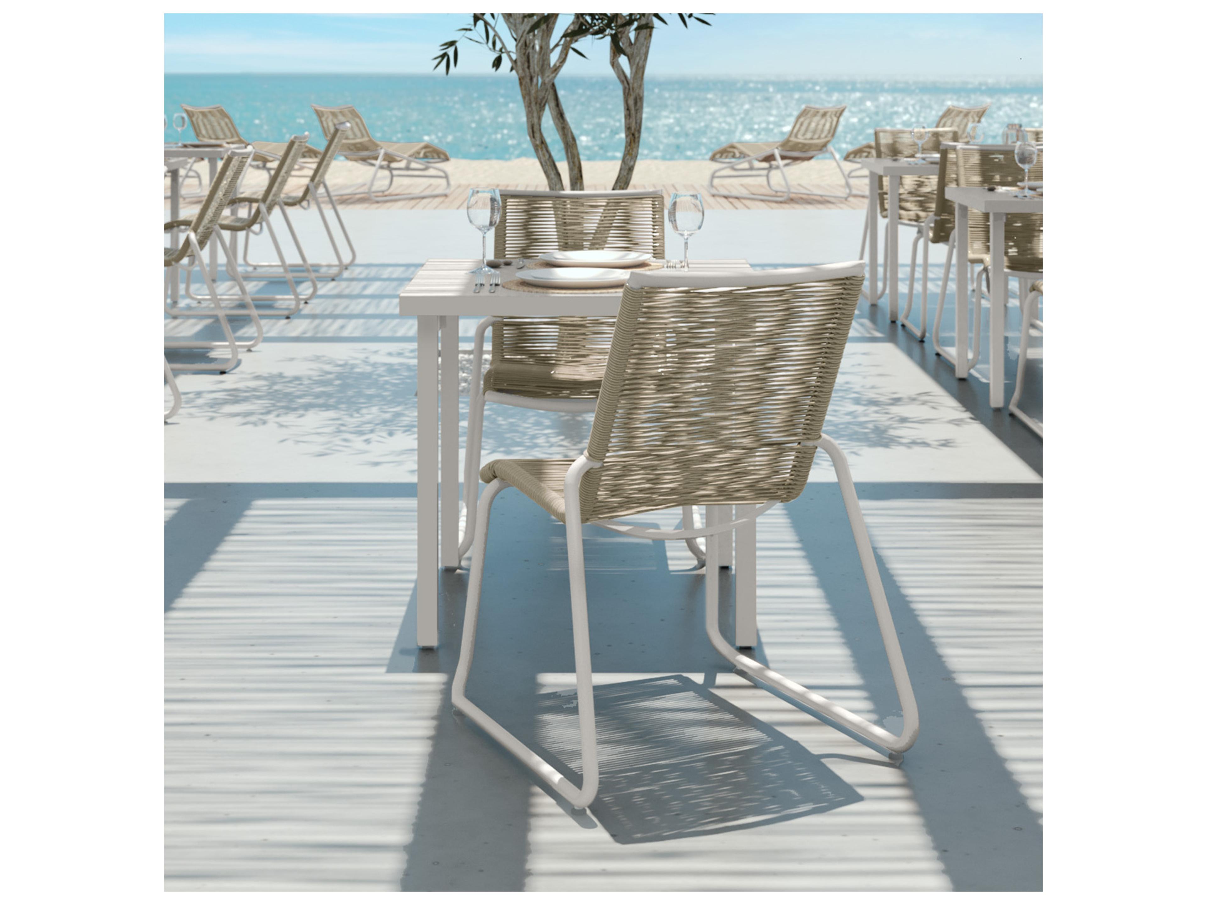 Ebel Cabana Aluminum Wicker Stackable Outdoor Patio Dining Side Chair