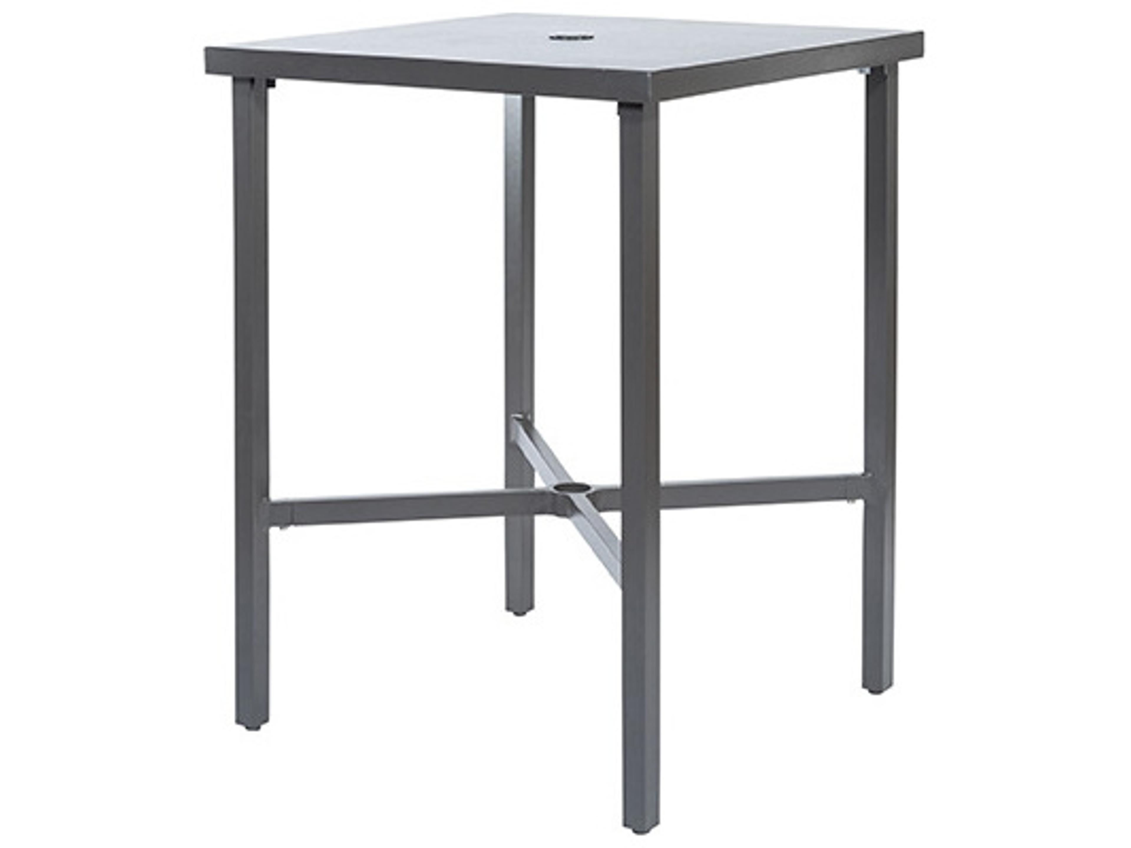 Ebel Cabana Aluminum Square Outdoor Bar Table with Umbrella Hole