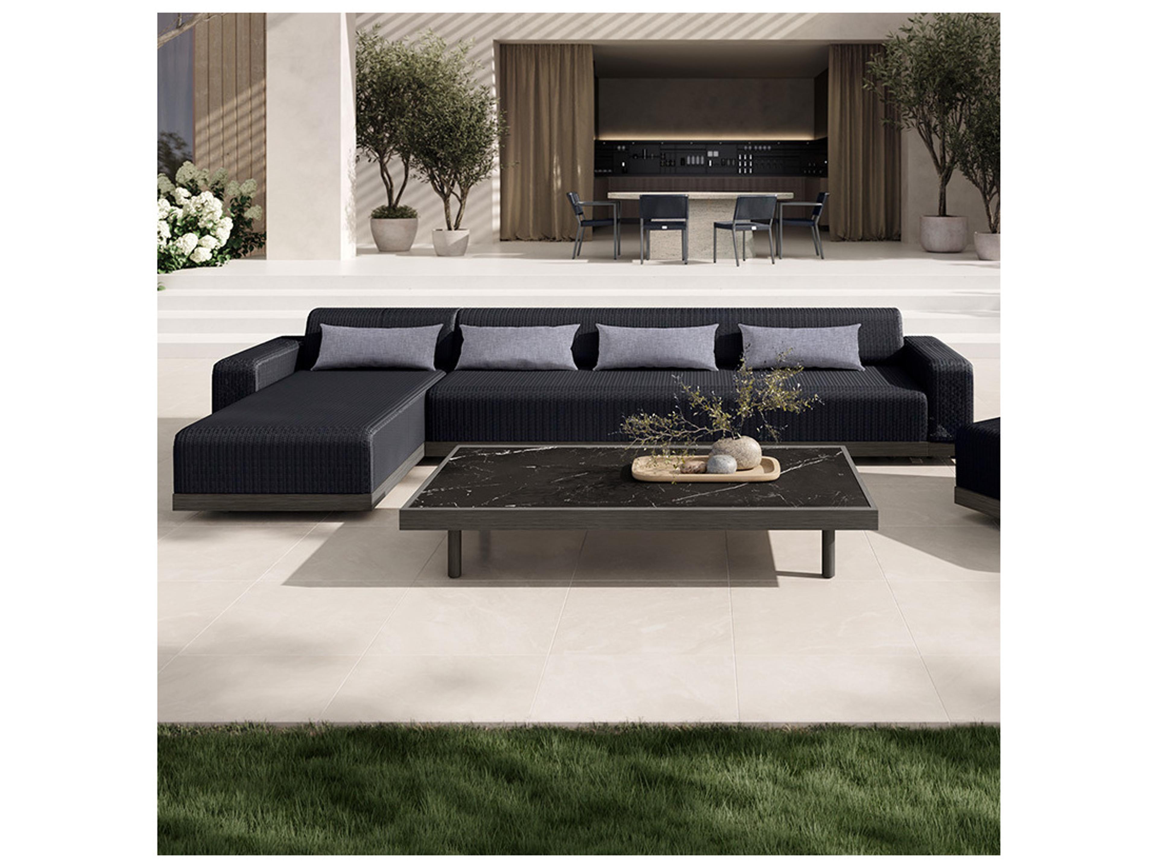 Ebel Grande Aluminum Wicker Padded Armless Outdoor Sofa Section