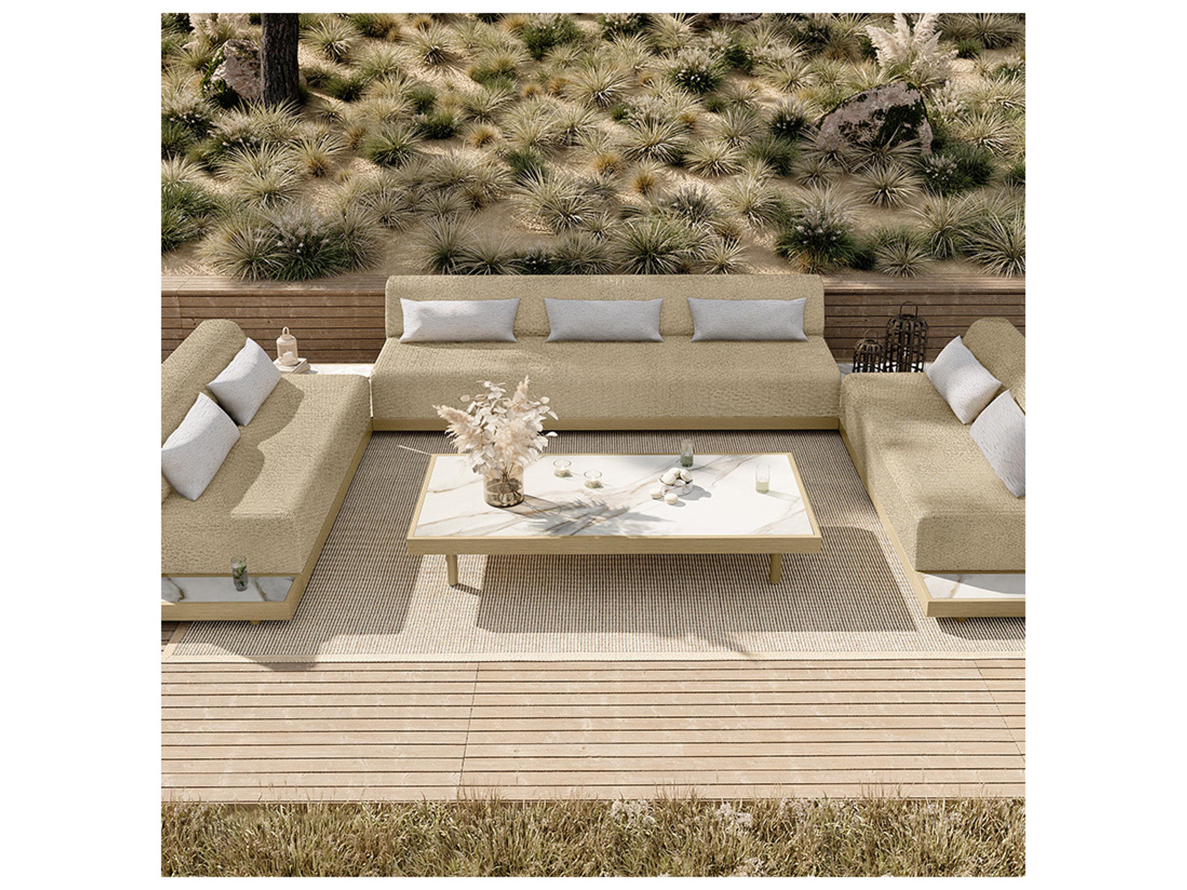 Ebel Grande Aluminum Wicker Padded Armless Outdoor Sofa Section