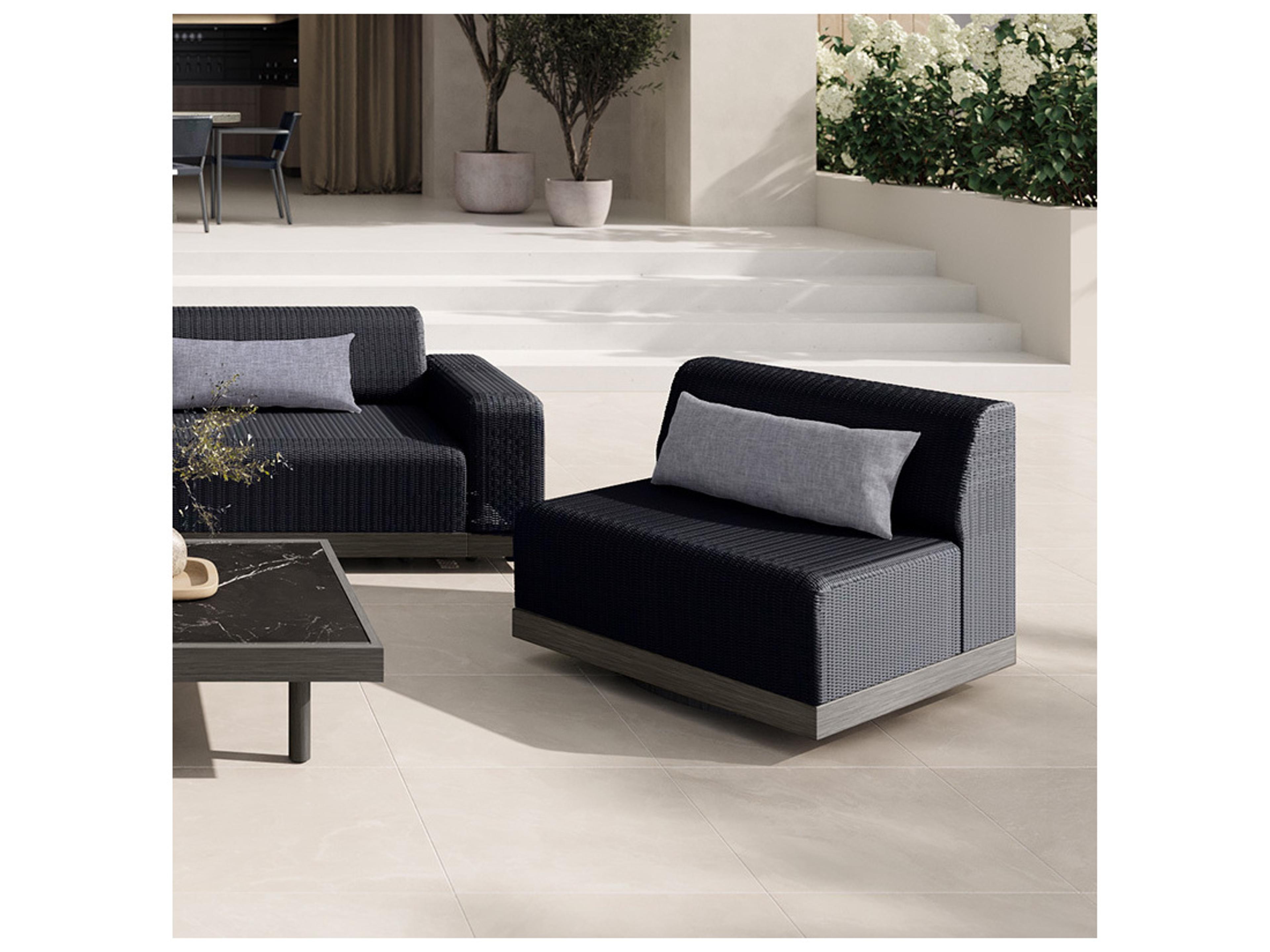 Ebel Grande Aluminum Wicker Padded Armless Patio Lounge Chair