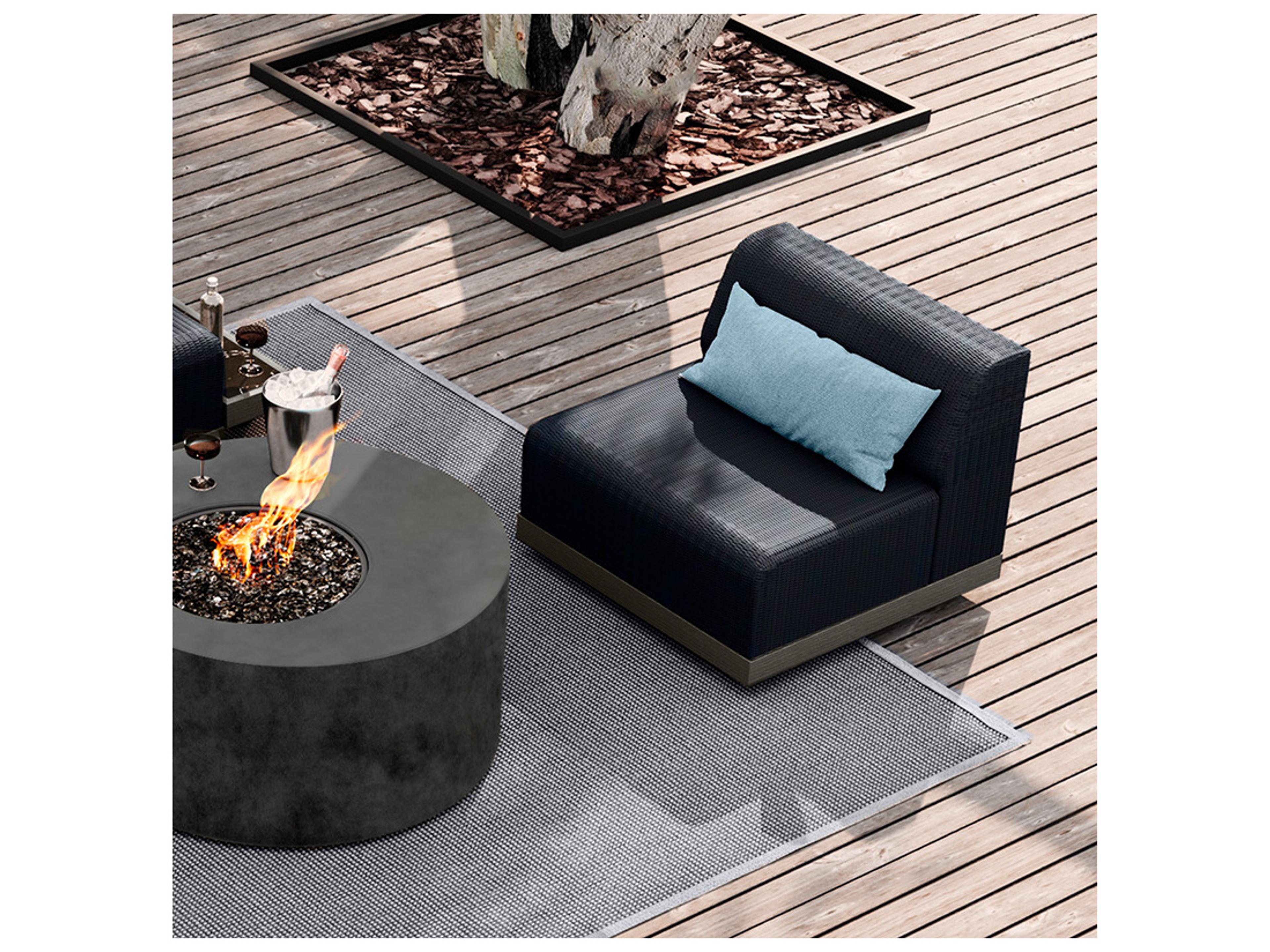 Ebel Grande Aluminum Wicker Padded Armless Patio Lounge Chair