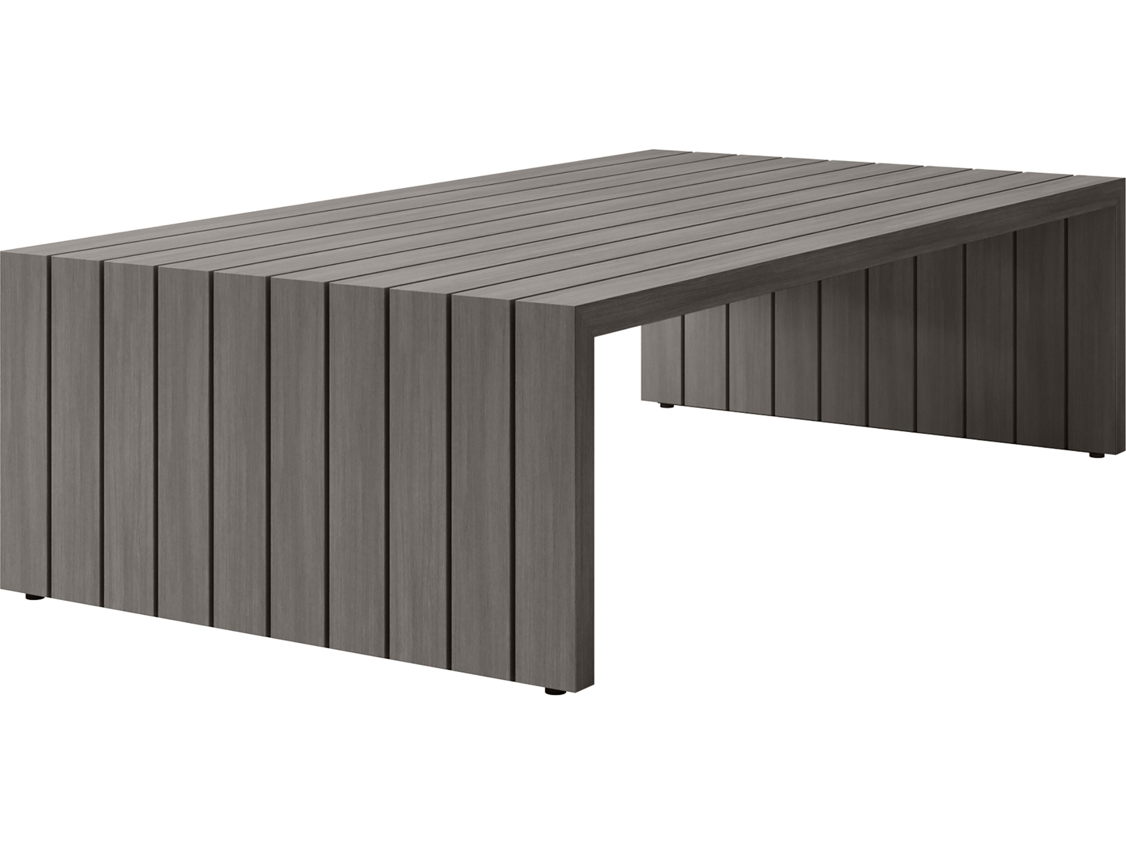Bari Aluminum Rectangular Outdoor Coffee Table with Plank Style Top