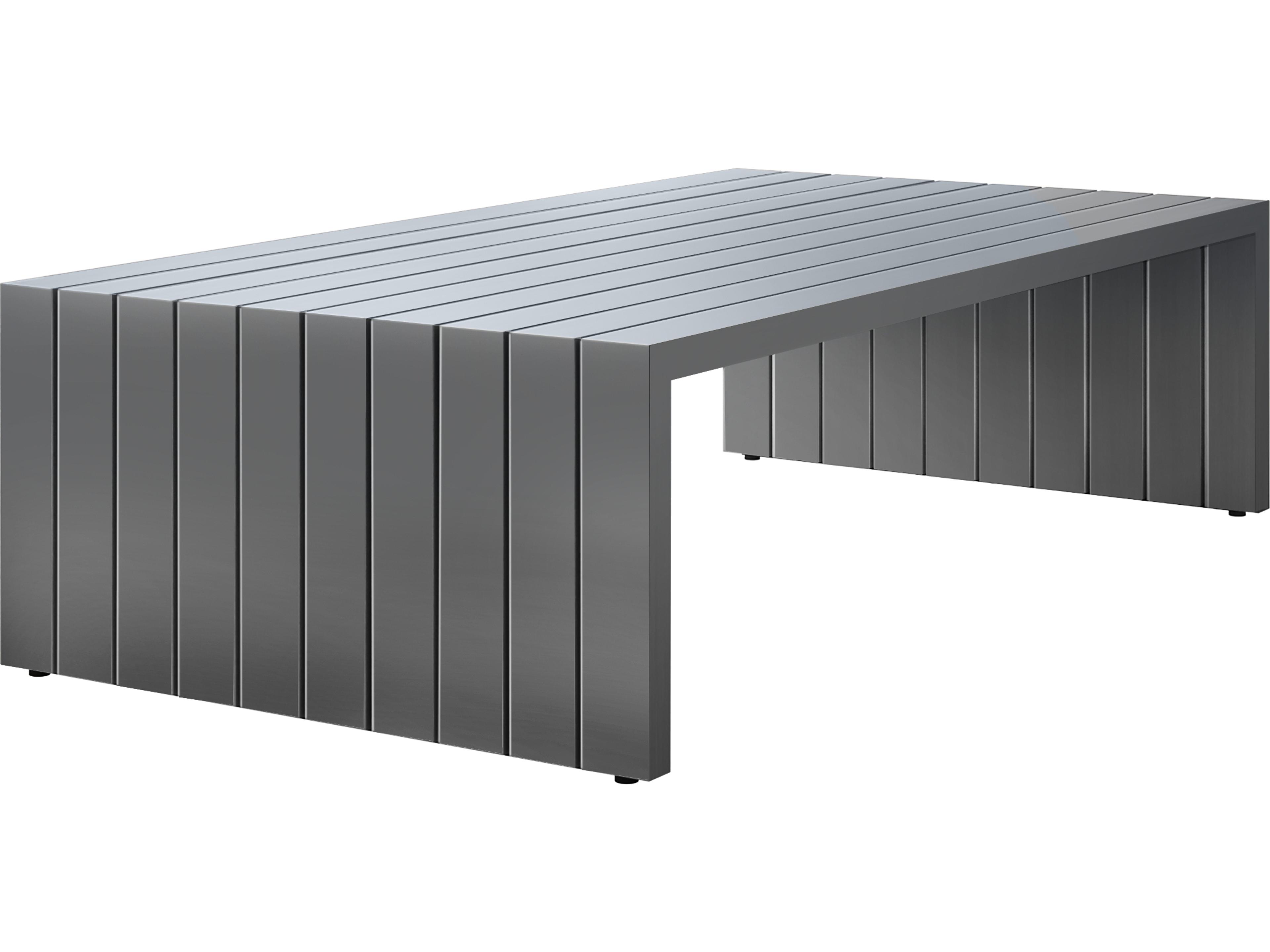 Ebel Bari Aluminum Rectangular Outdoor Coffee Table with Plank Style Top
