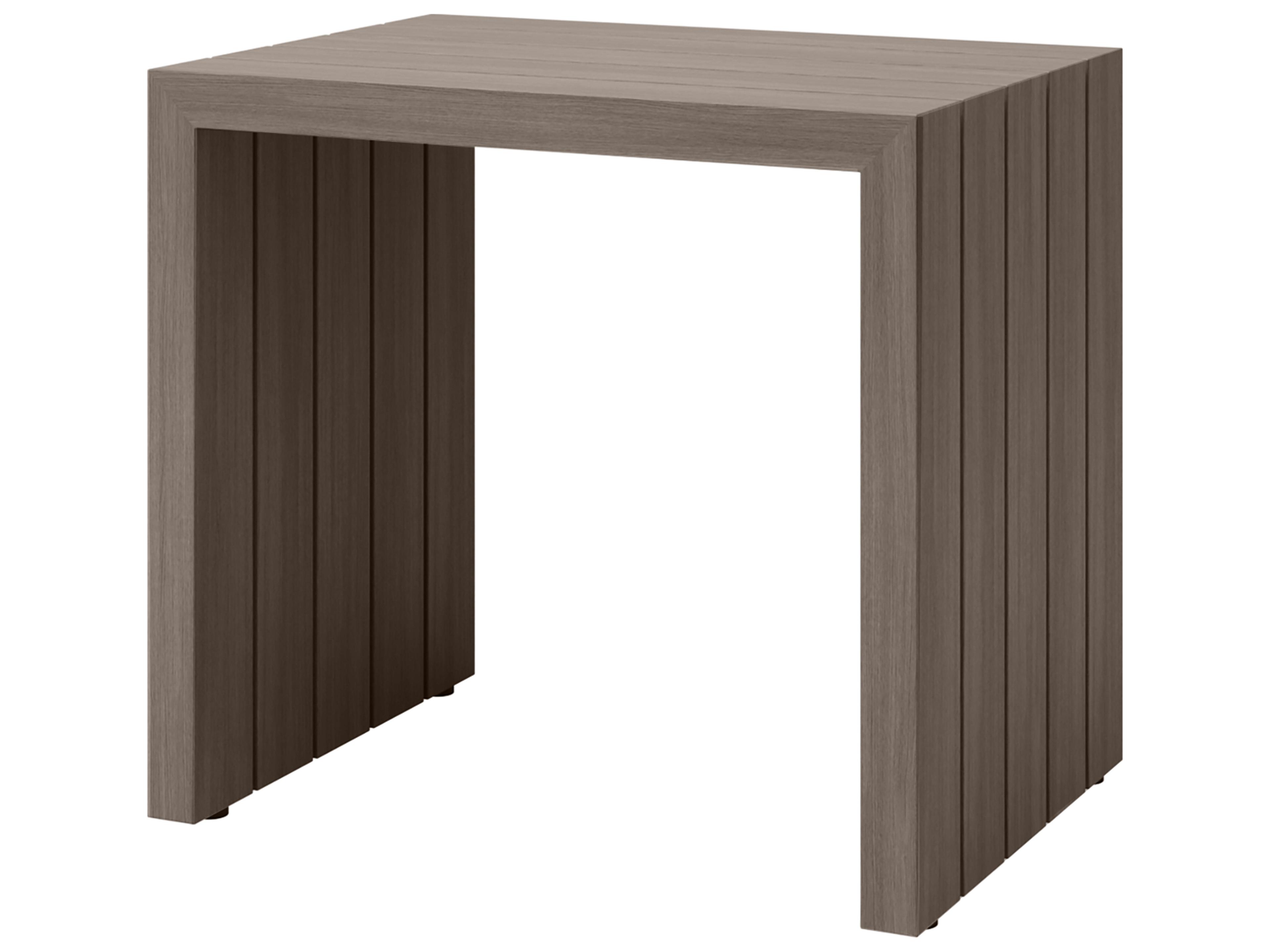 Ebel Bari Aluminum Rectangular Patio End Table with Plank Style Top