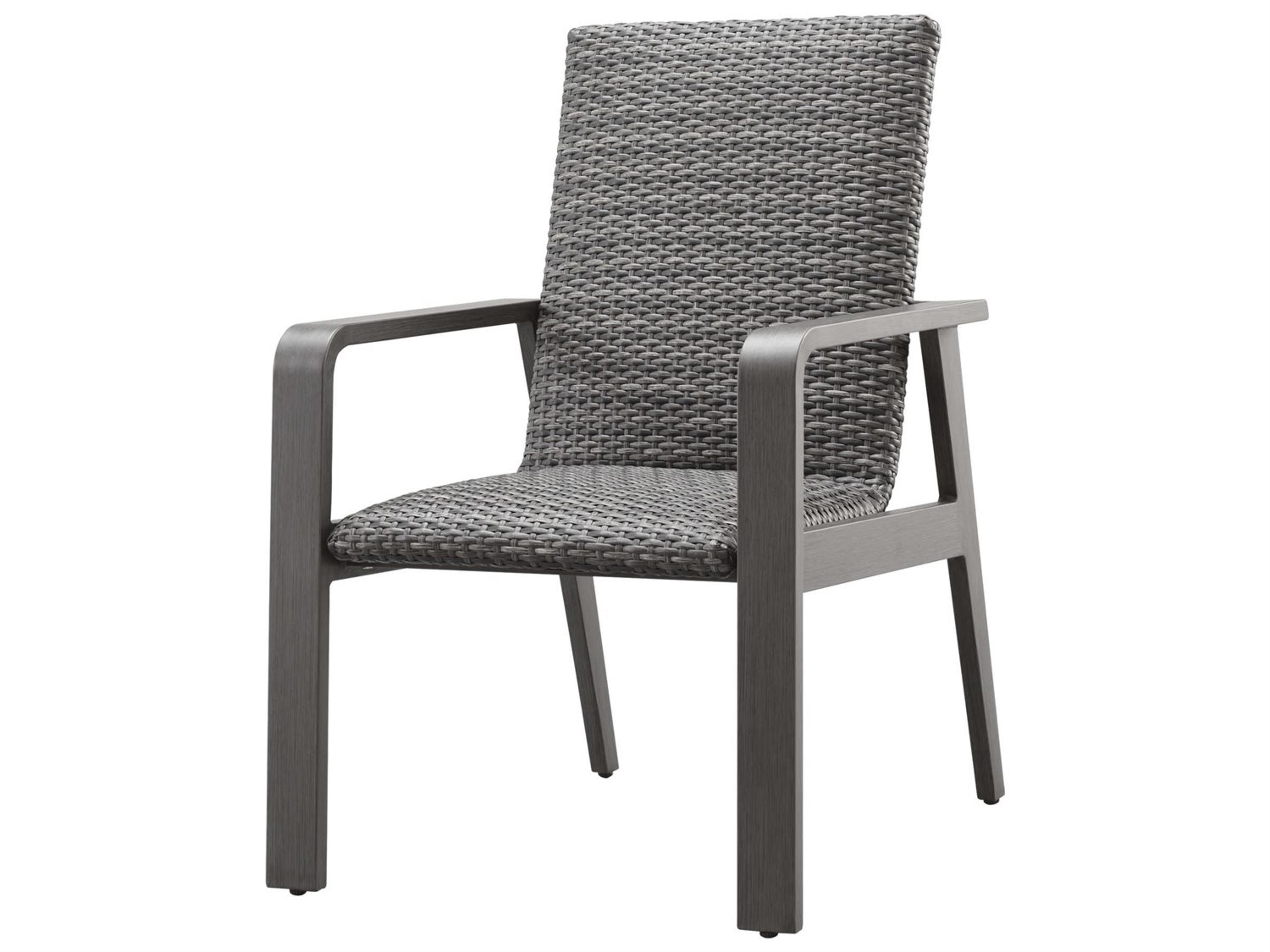 Canton Padded Wicker Aluminum Dining Arm Chair
