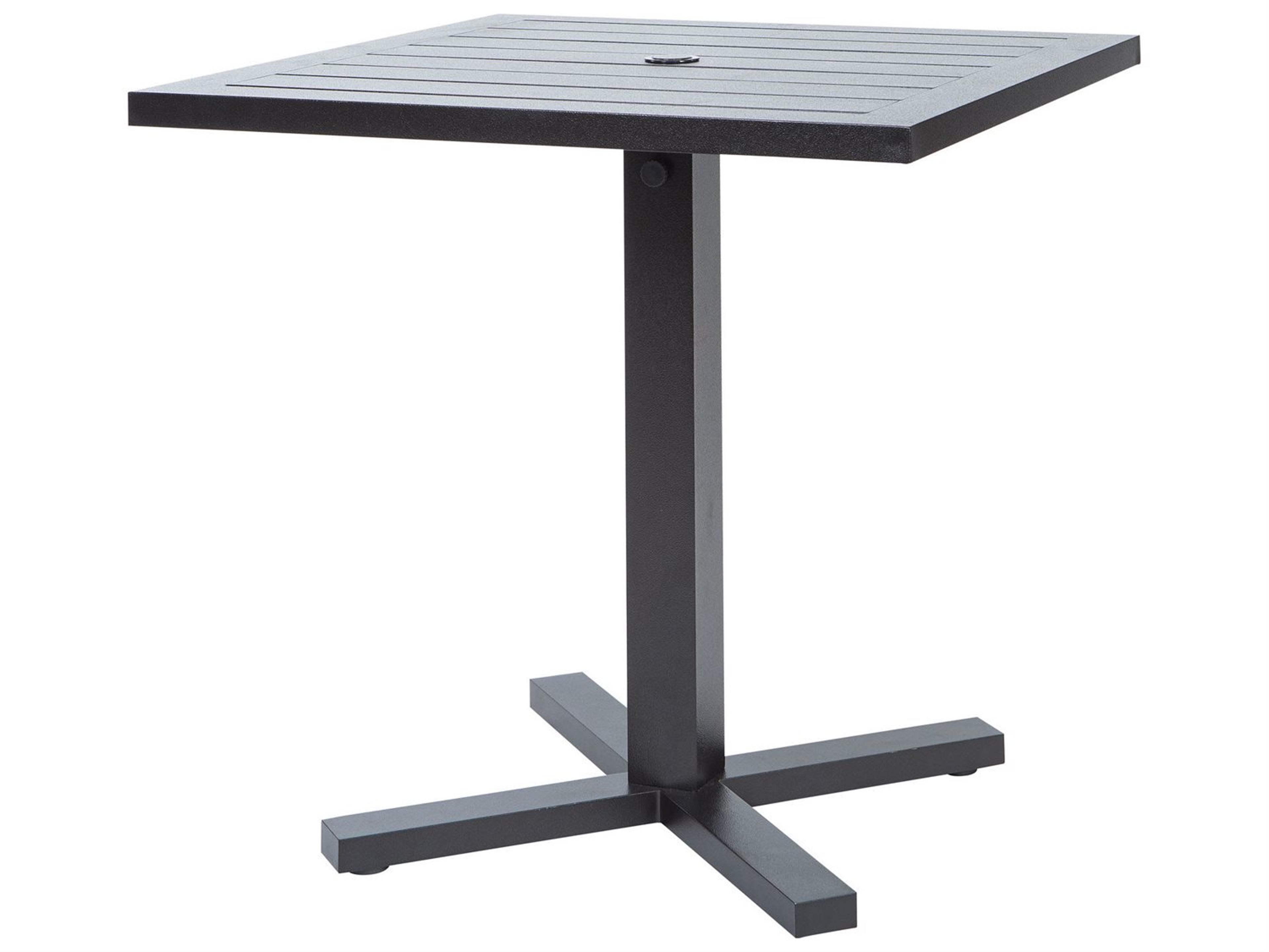 Ebel Palermo Aluminum Square Outdoor Bar Height Table with Umbrella Hole