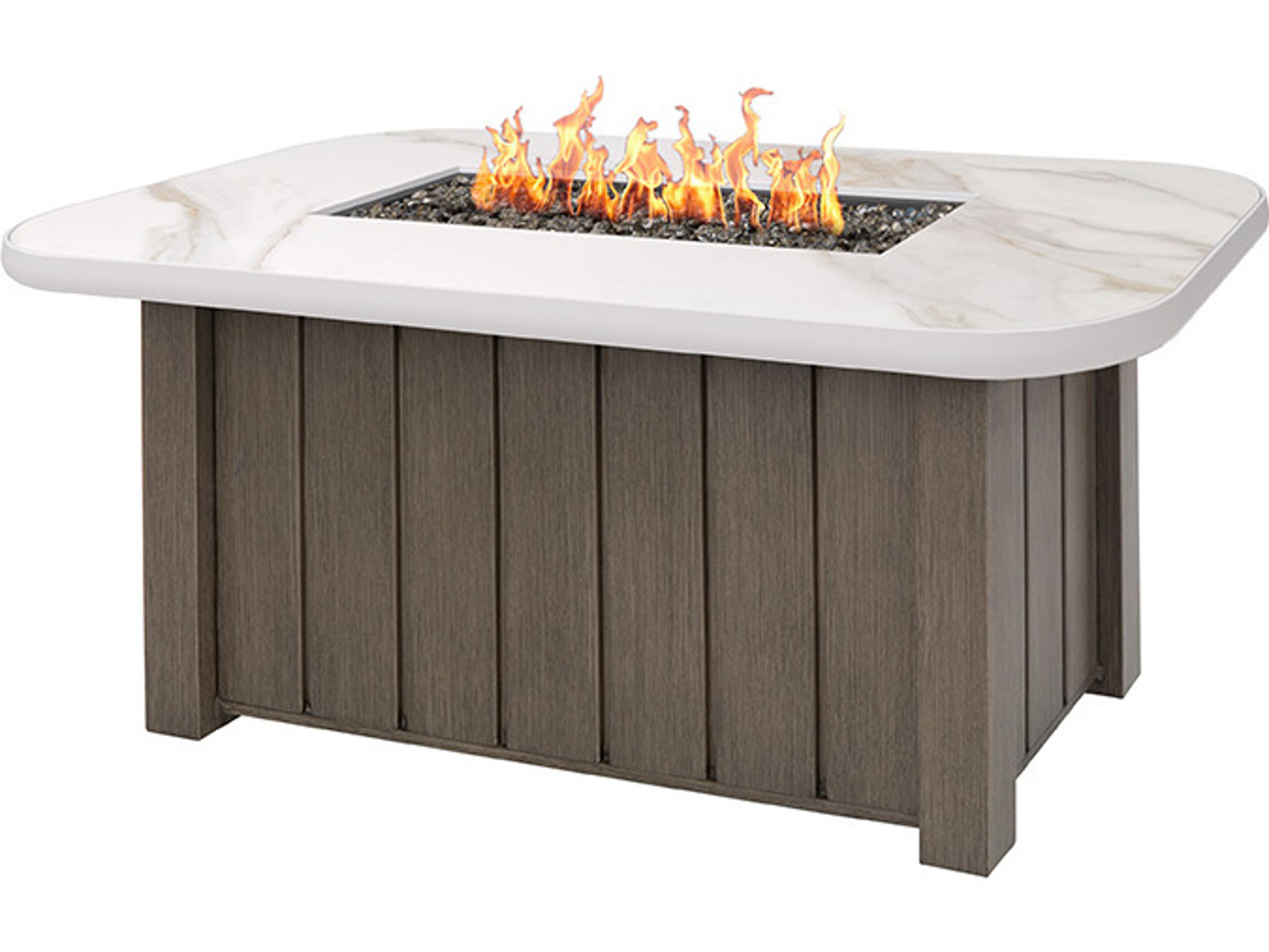Aspen Sintered Stone Rectangular Fire Pit Top with Lid