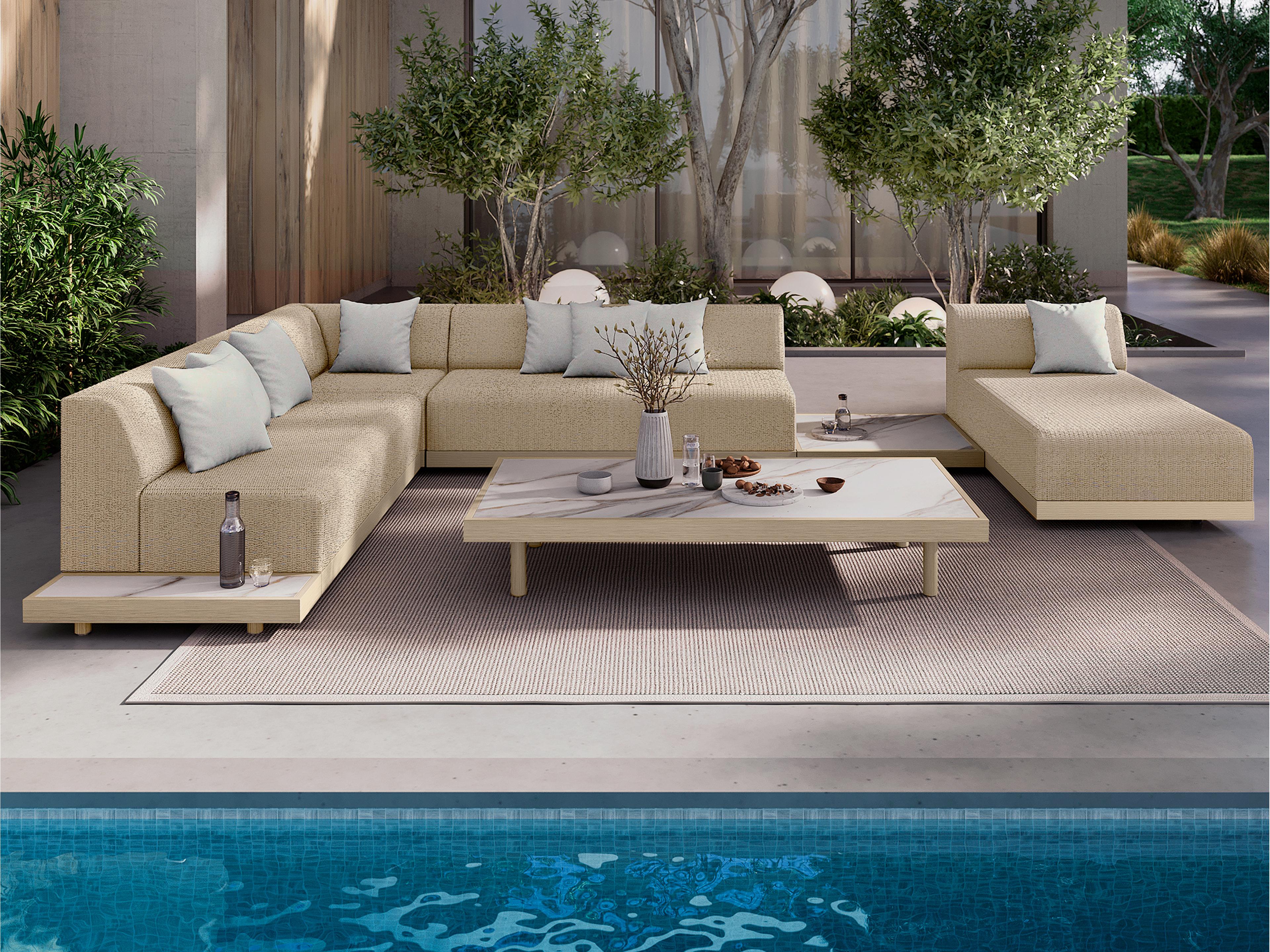 Grande Aluminum Wicker Padded Sectional Lounge Set