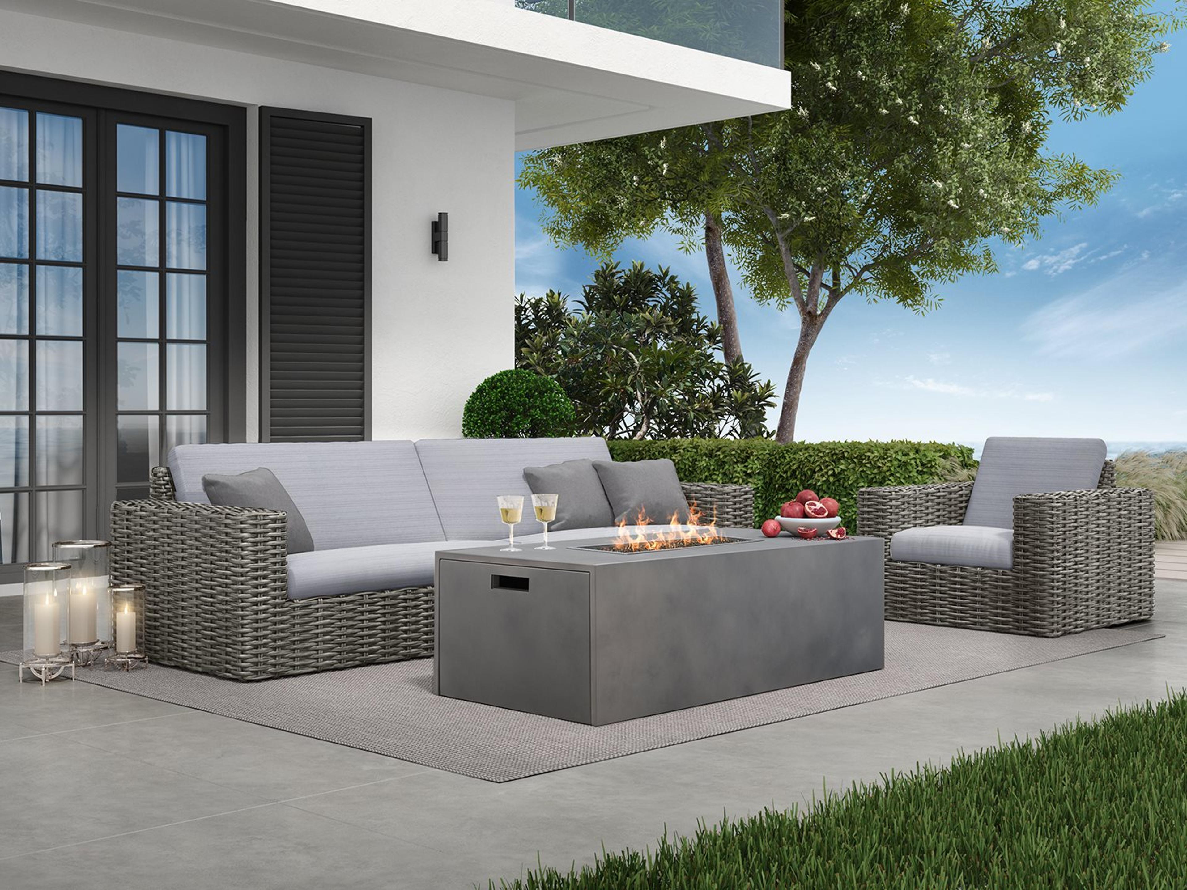 Mia Cushion Wicker Firepit Outdoor Patio Lounge Set
