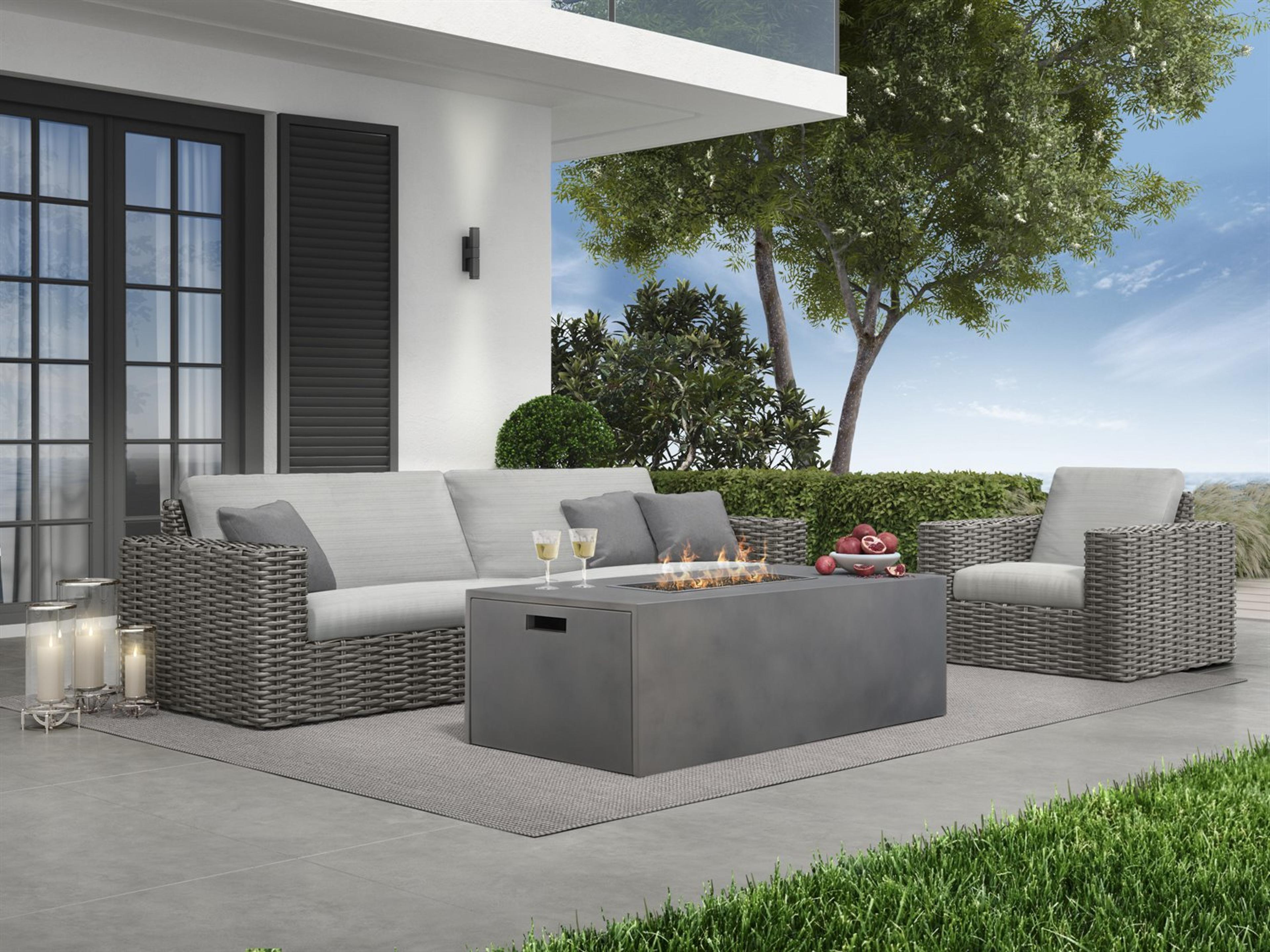 Mia Cushion Wicker Firepit Patio Lounge Set