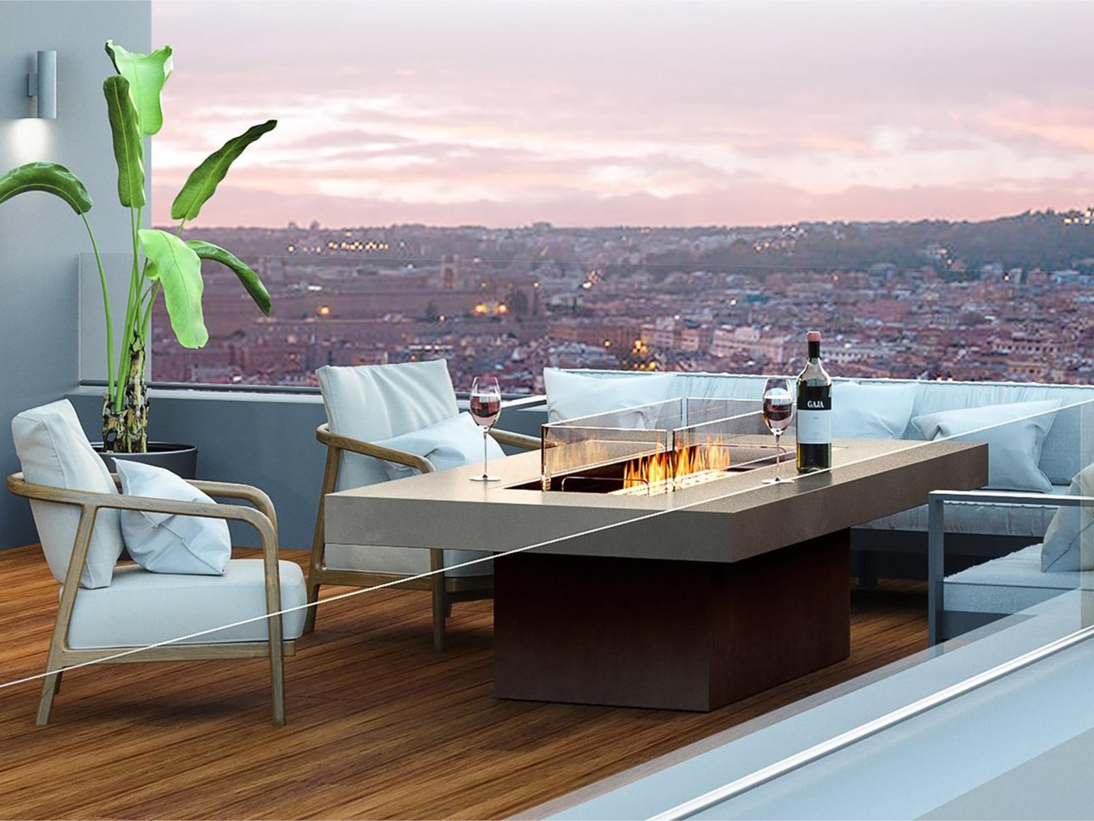 EcoSmart Fire Gin Rectangular Outdoor Fire Pit Table with Bioethanol