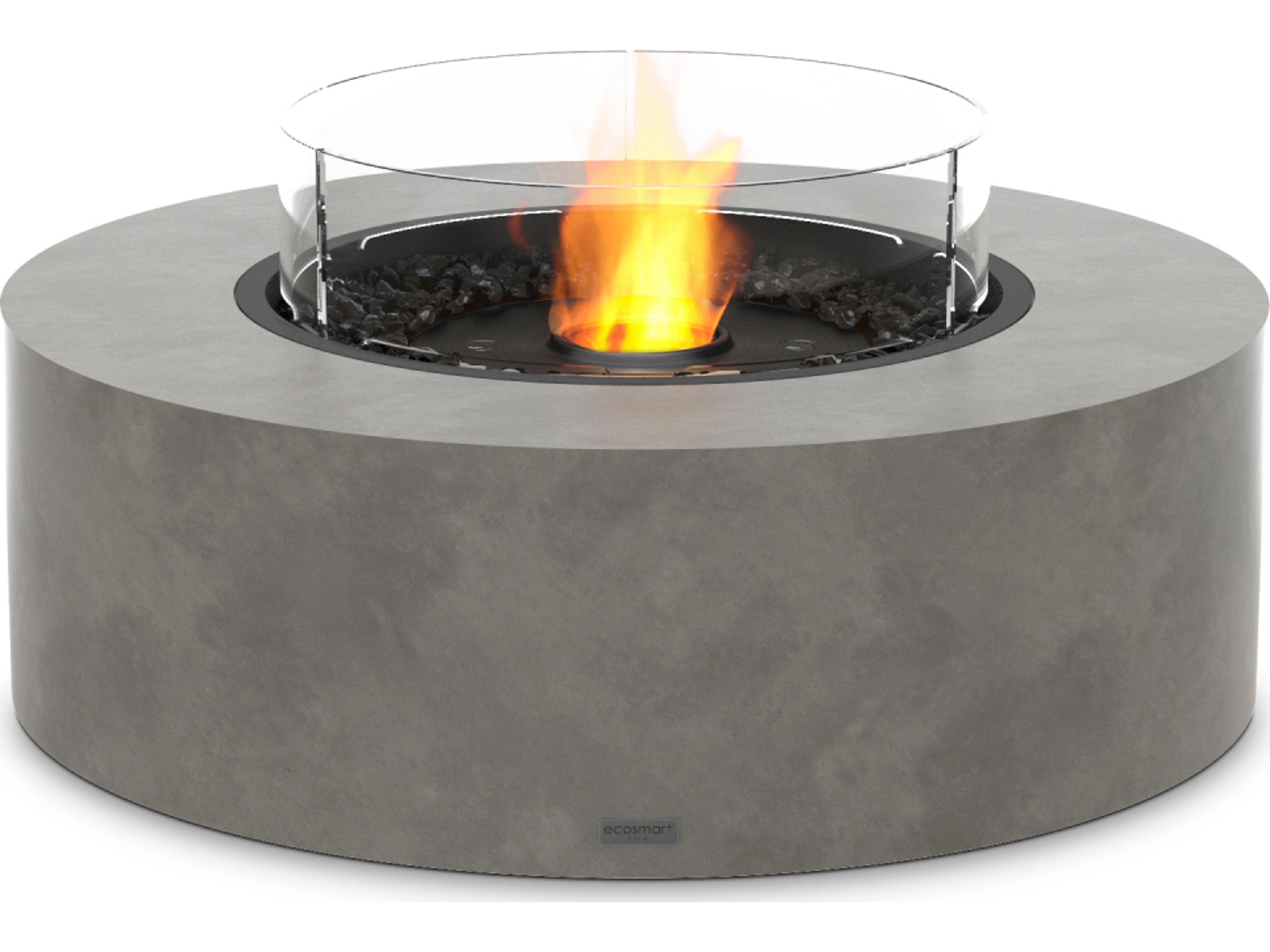 EcoSmart Fire Ark Round Outdoor Patio Fire Pit Table with Ethanol Burner Black