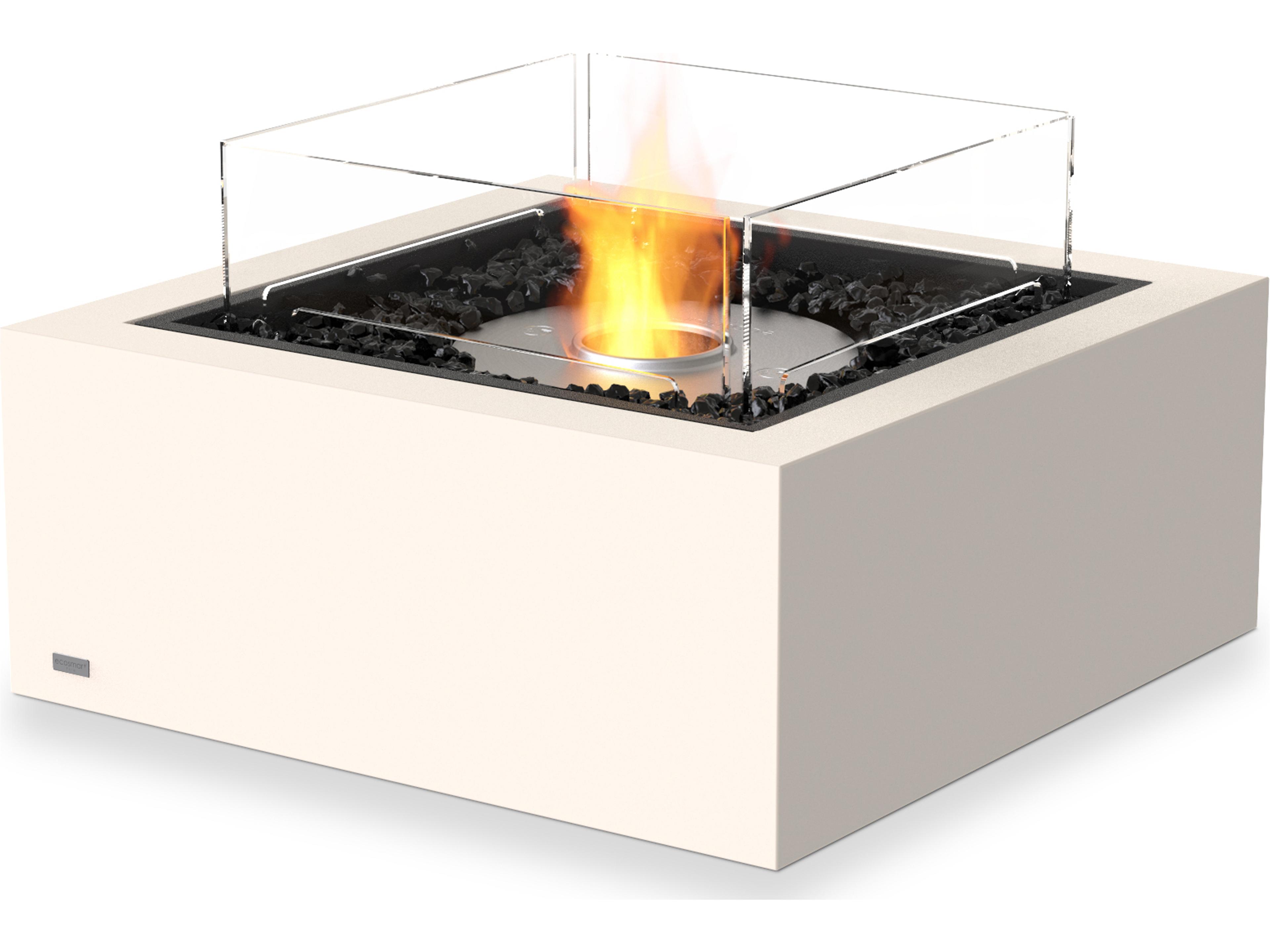 EcoSmart Fire Base Square Patio Fire Pit Table with Ethanol Burner Black