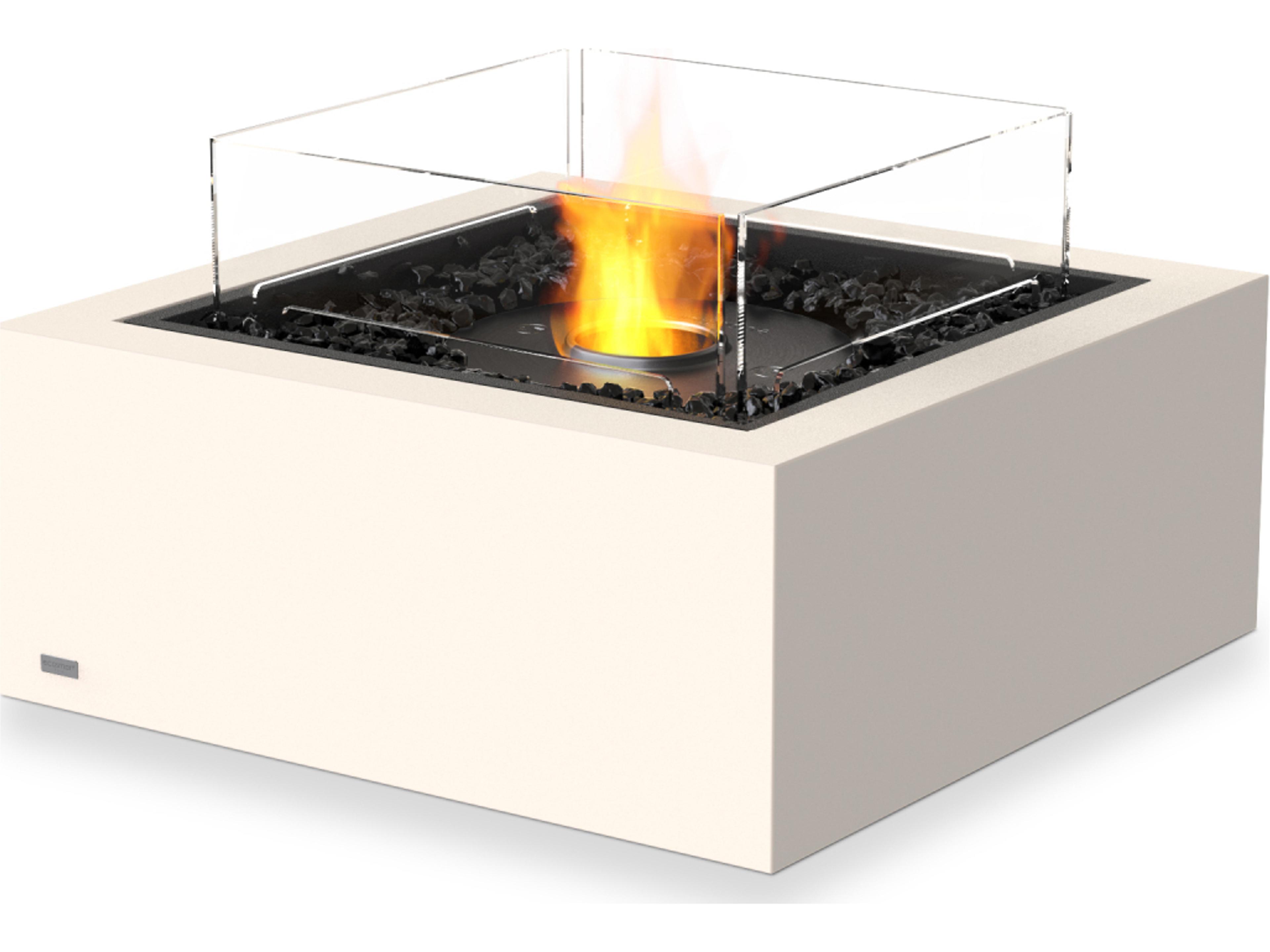 EcoSmart Fire Base Square Patio Fire Pit Table with Ethanol Burner Black