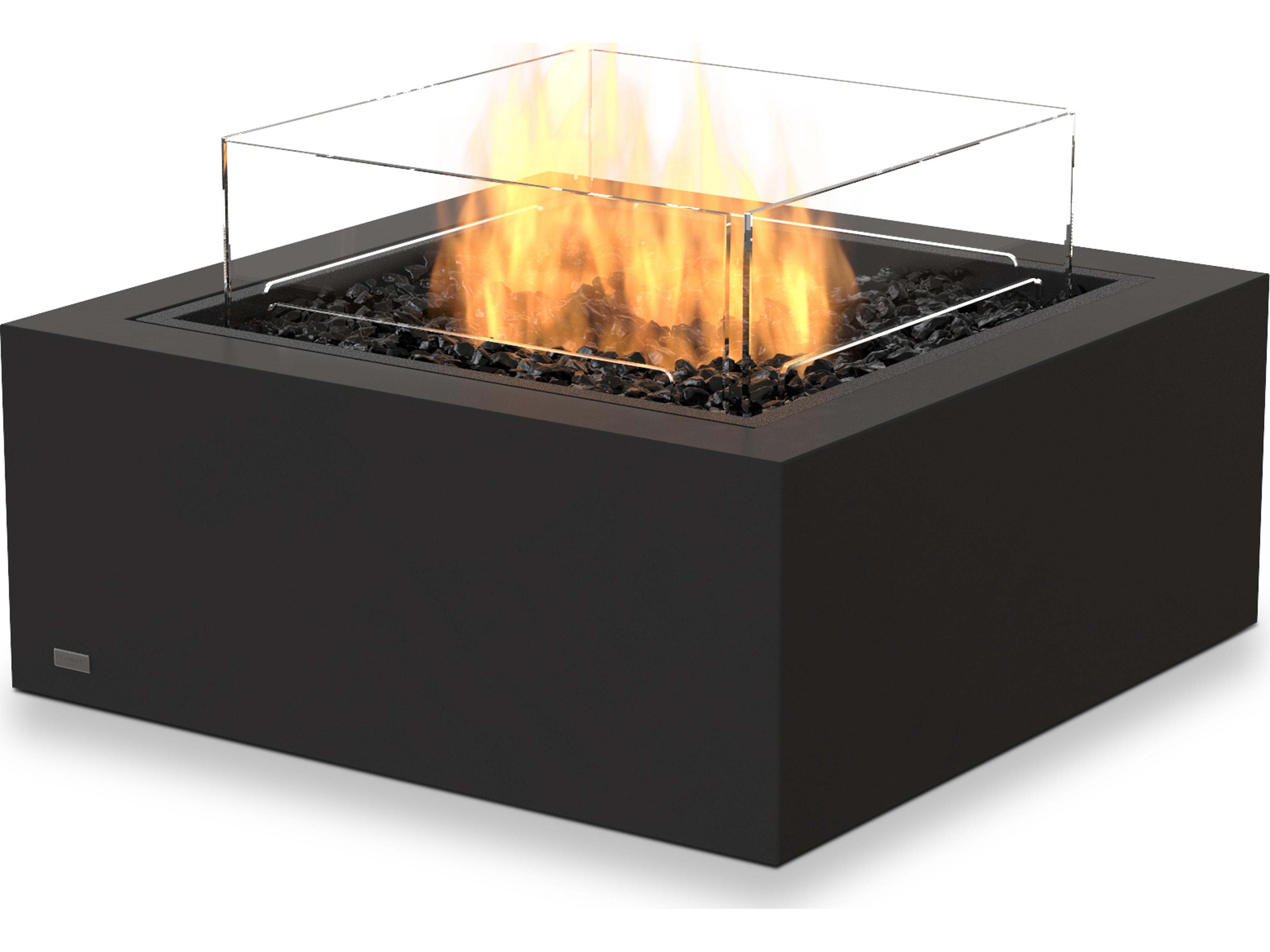 EcoSmart Fire Base Square Outdoor Fire Pit Table with Ethanol Burner Black
