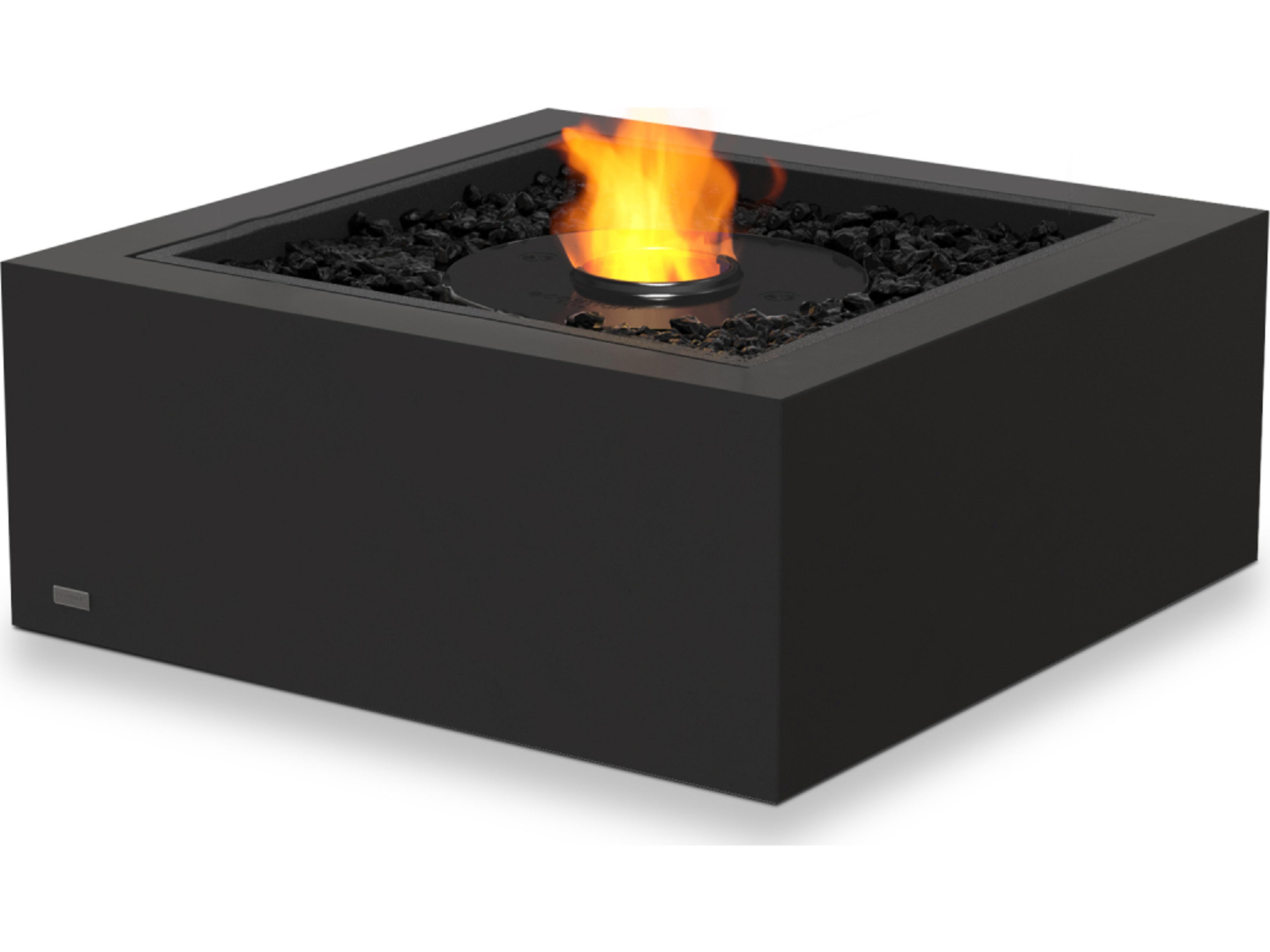 EcoSmart Fire Base Square Outdoor Fire Pit Table with Ethanol Burner Black