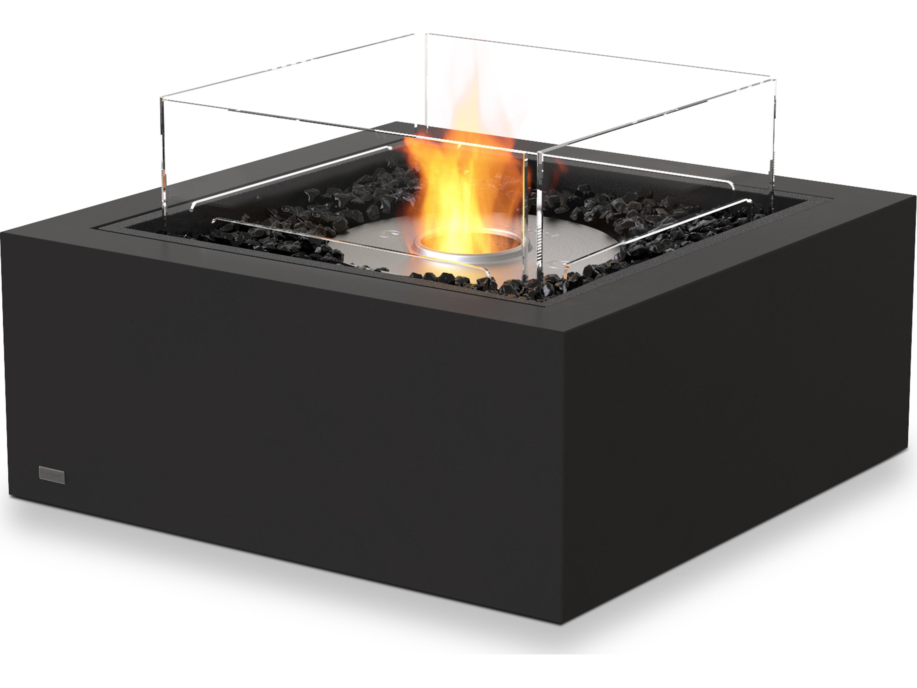 EcoSmart Fire Base Square Outdoor Fire Pit Table with Ethanol Burner Black