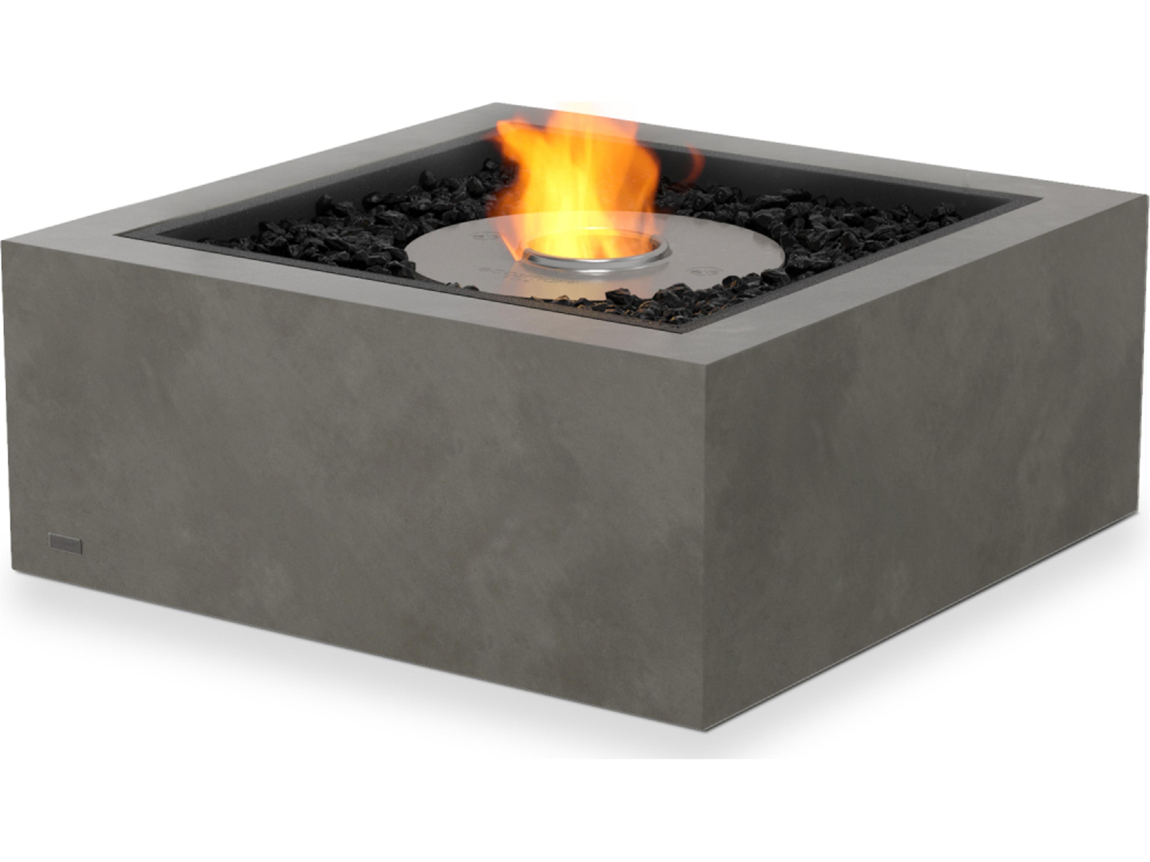 EcoSmart Fire Base Square Outdoor Patio Fire Pit Table with Ethanol Burner Black