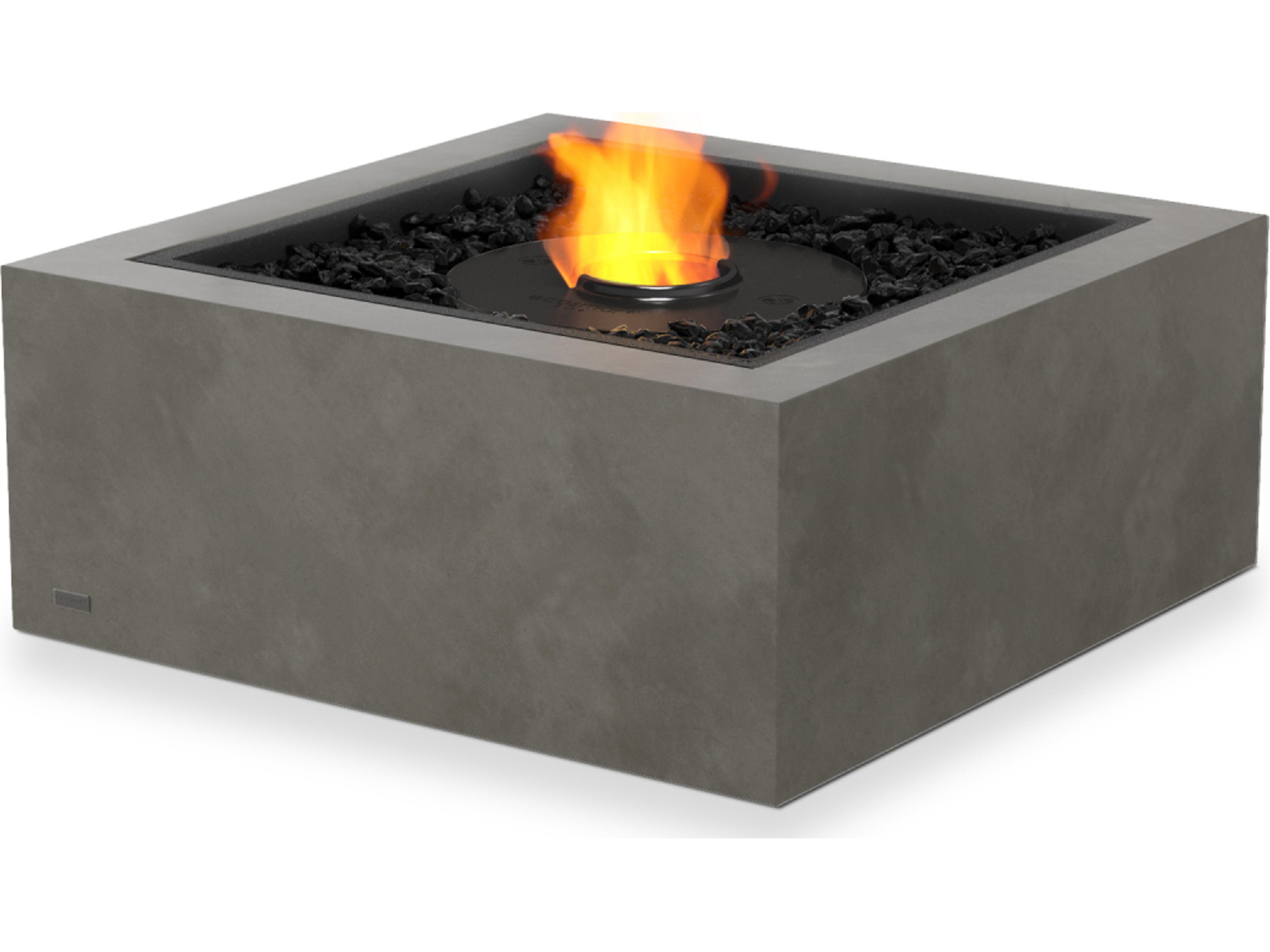 EcoSmart Fire Base Square Outdoor Patio Fire Pit Table with Ethanol Burner Black