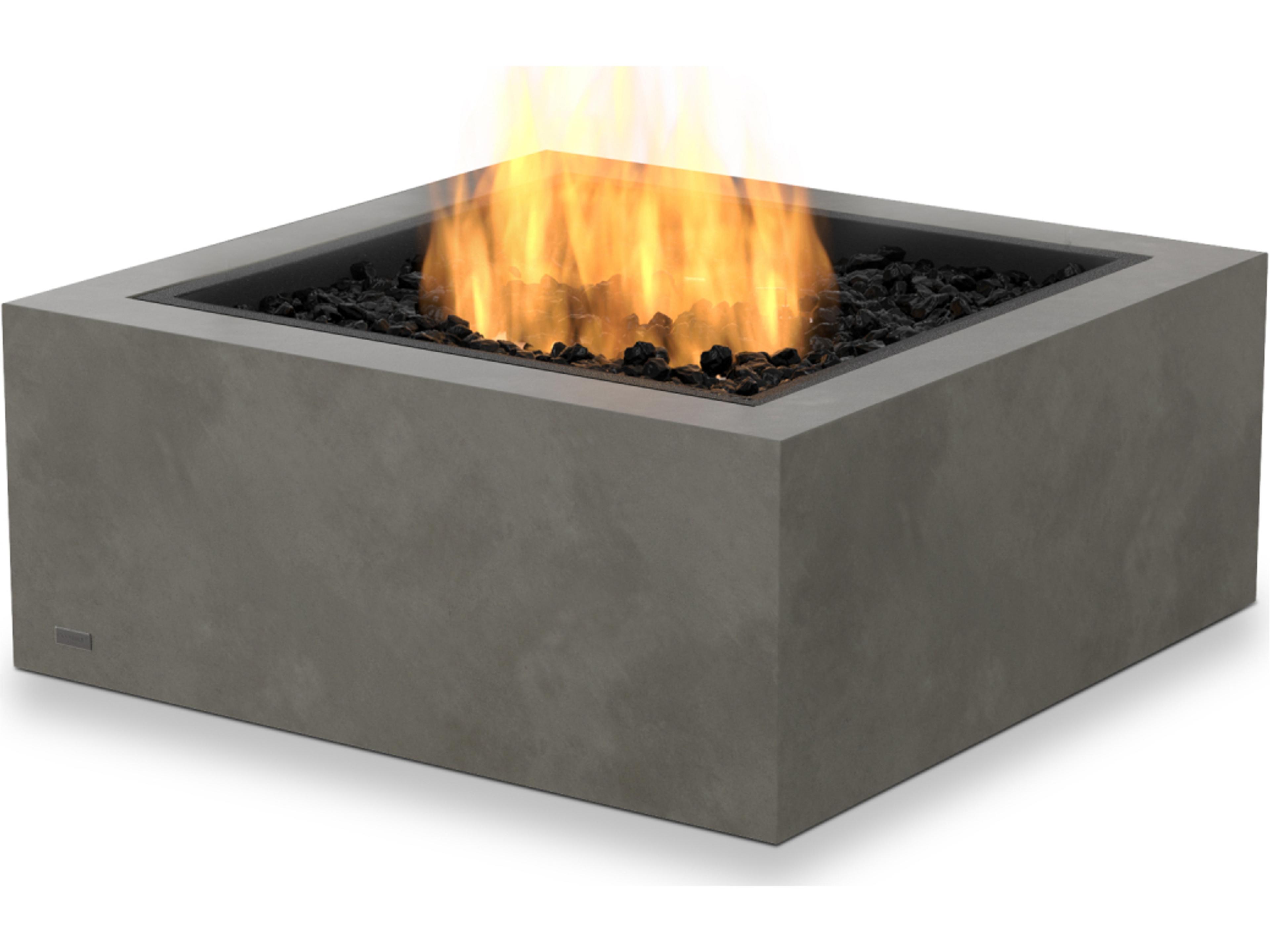 EcoSmart Fire Base Square Outdoor Patio Fire Pit Table with Ethanol Burner Black