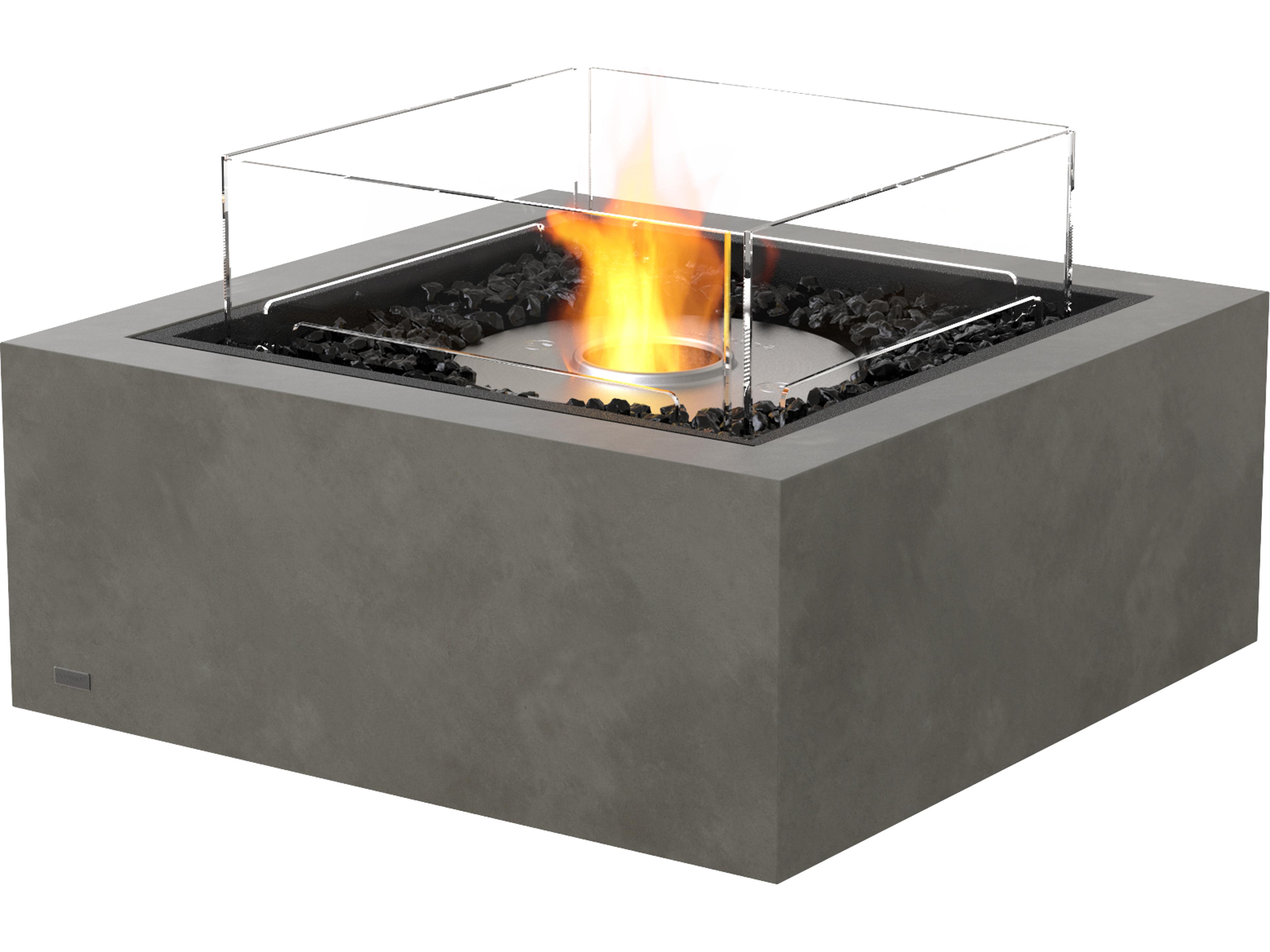 EcoSmart Fire Base Square Outdoor Patio Fire Pit Table with Ethanol Burner Black
