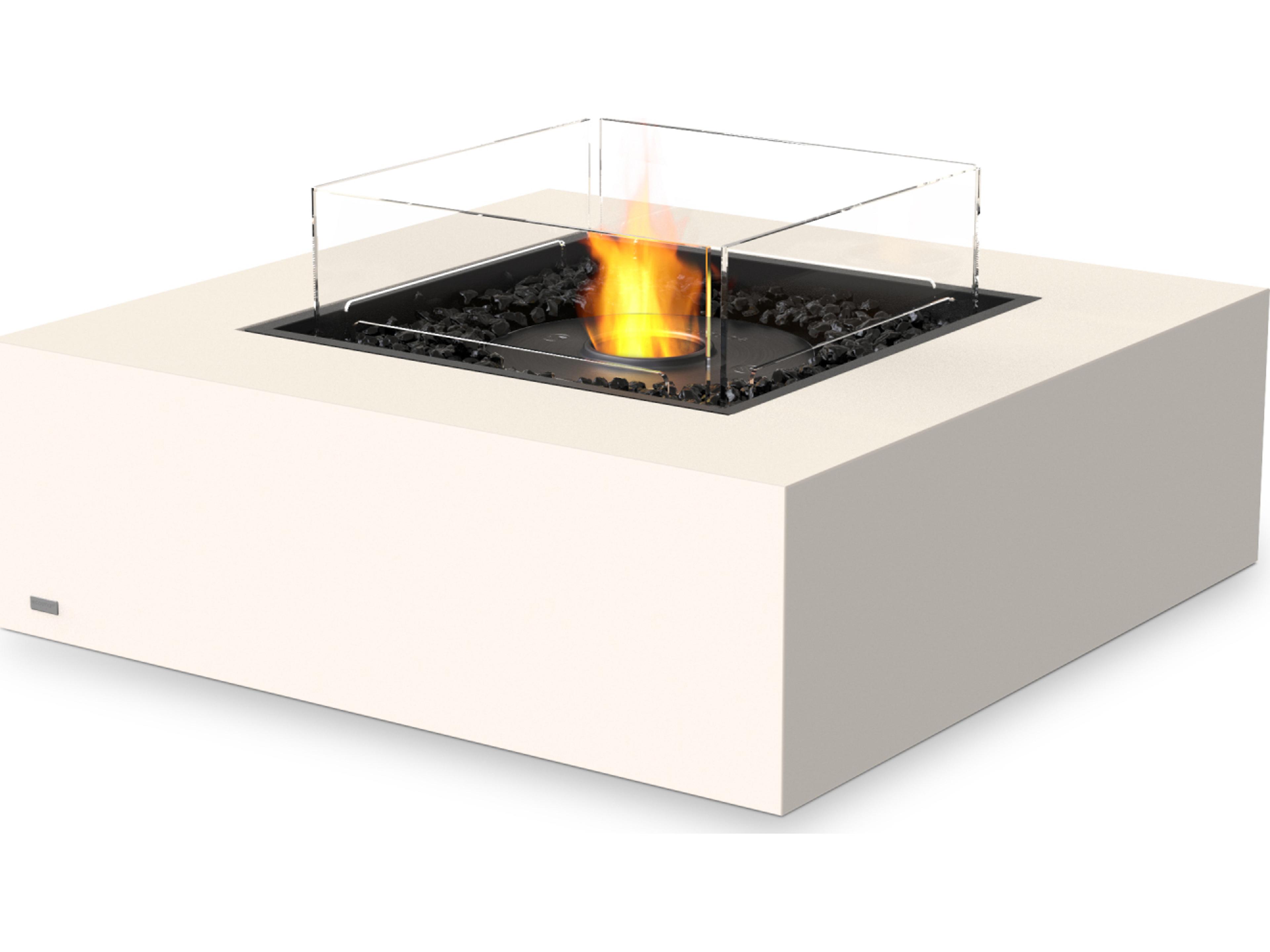 EcoSmart Fire Base Square Patio Fire Pit Table with Ethanol Burner Black