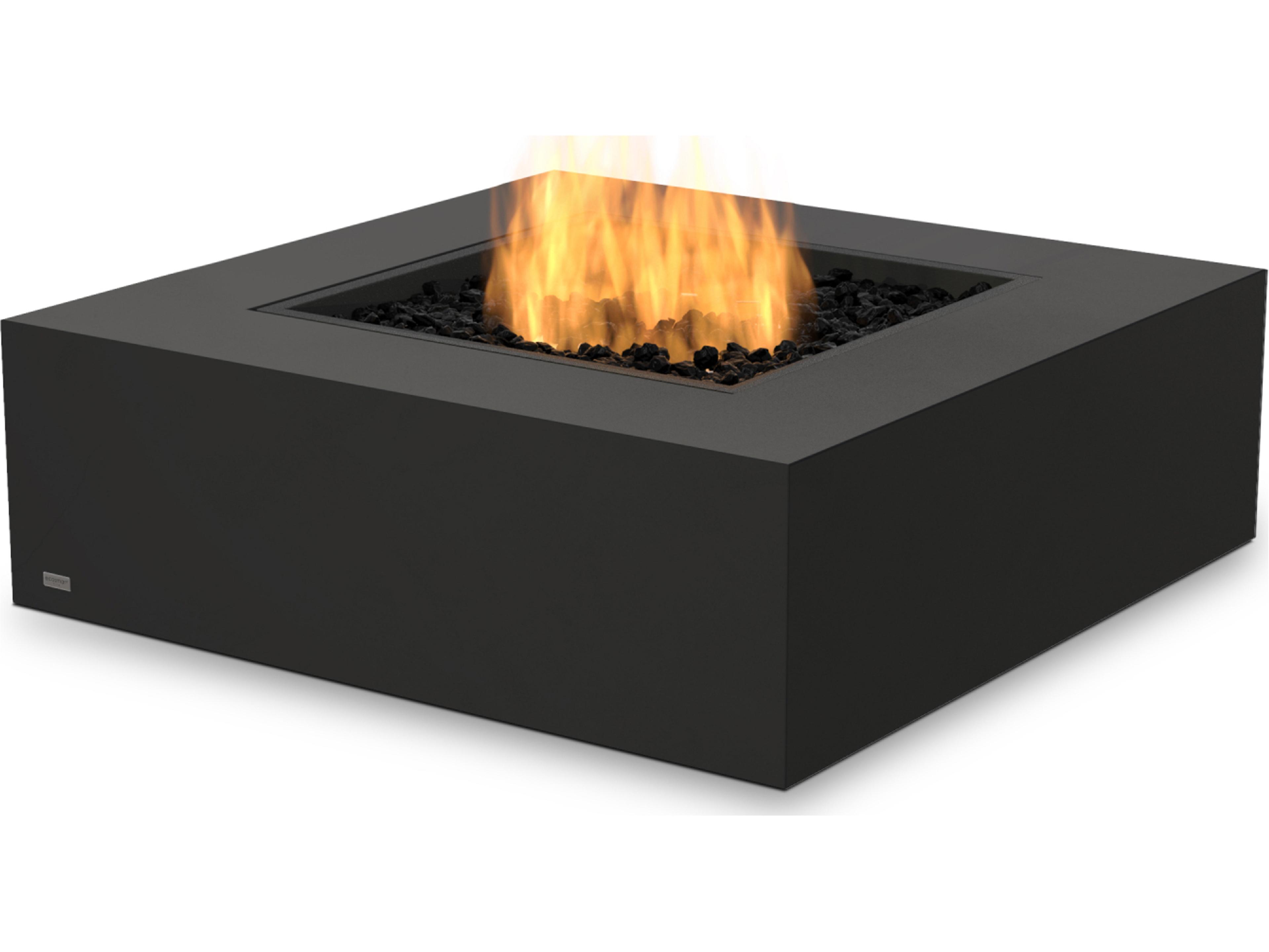 EcoSmart Fire Base Square Outdoor Fire Pit Table with Ethanol Burner Black