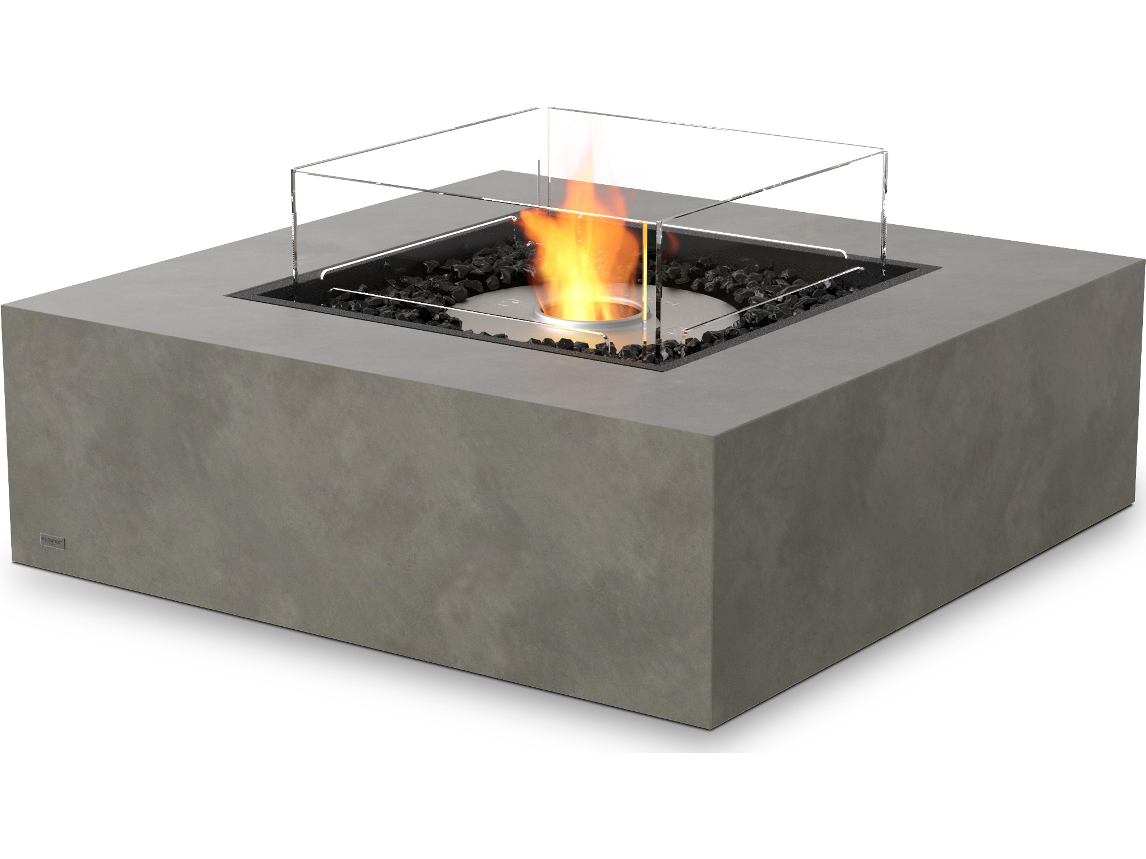 EcoSmart Fire Base Square Outdoor Patio Fire Pit Table with Ethanol Burner Black
