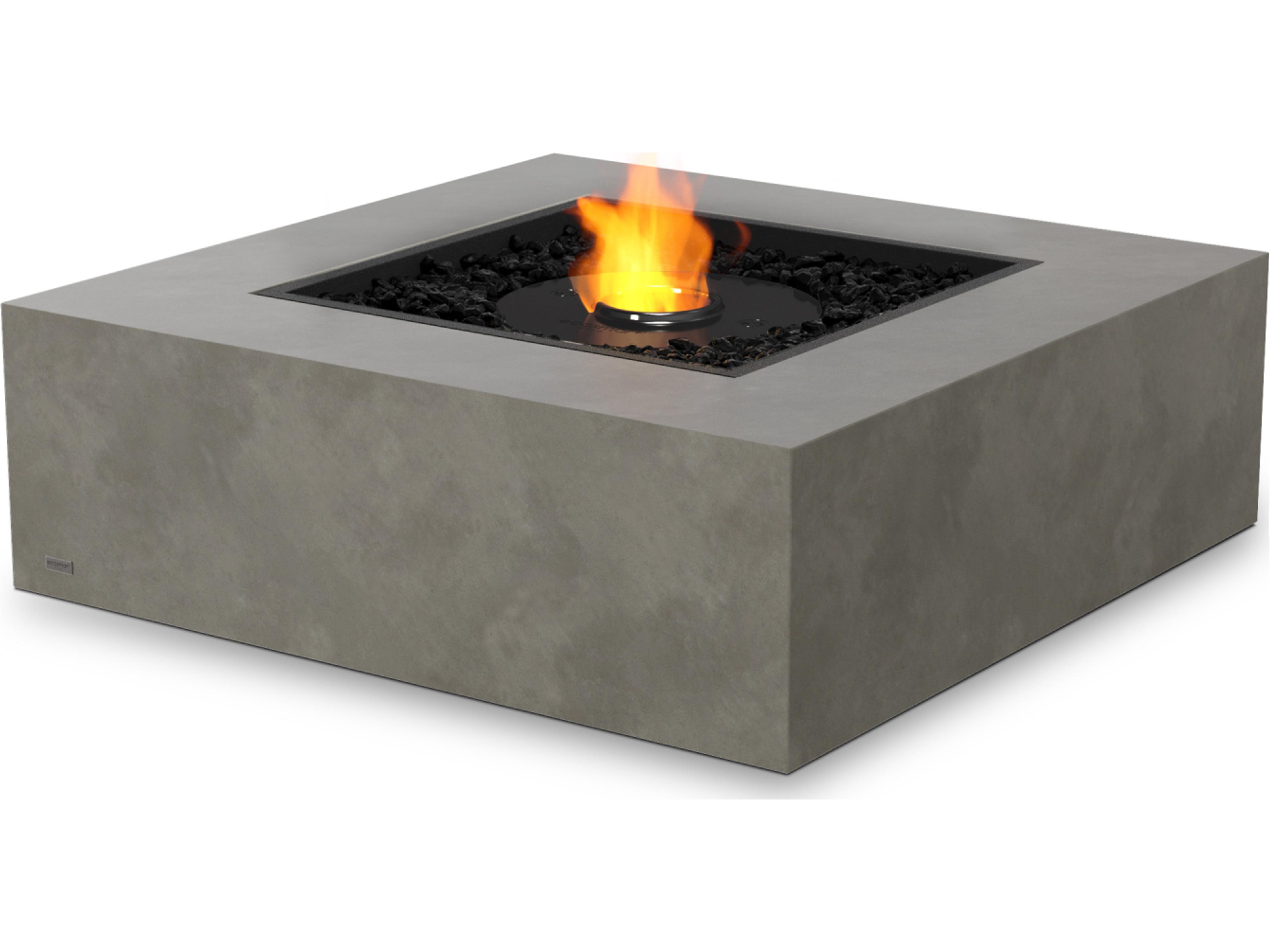 EcoSmart Fire Base Square Outdoor Patio Fire Pit Table with Ethanol Burner Black