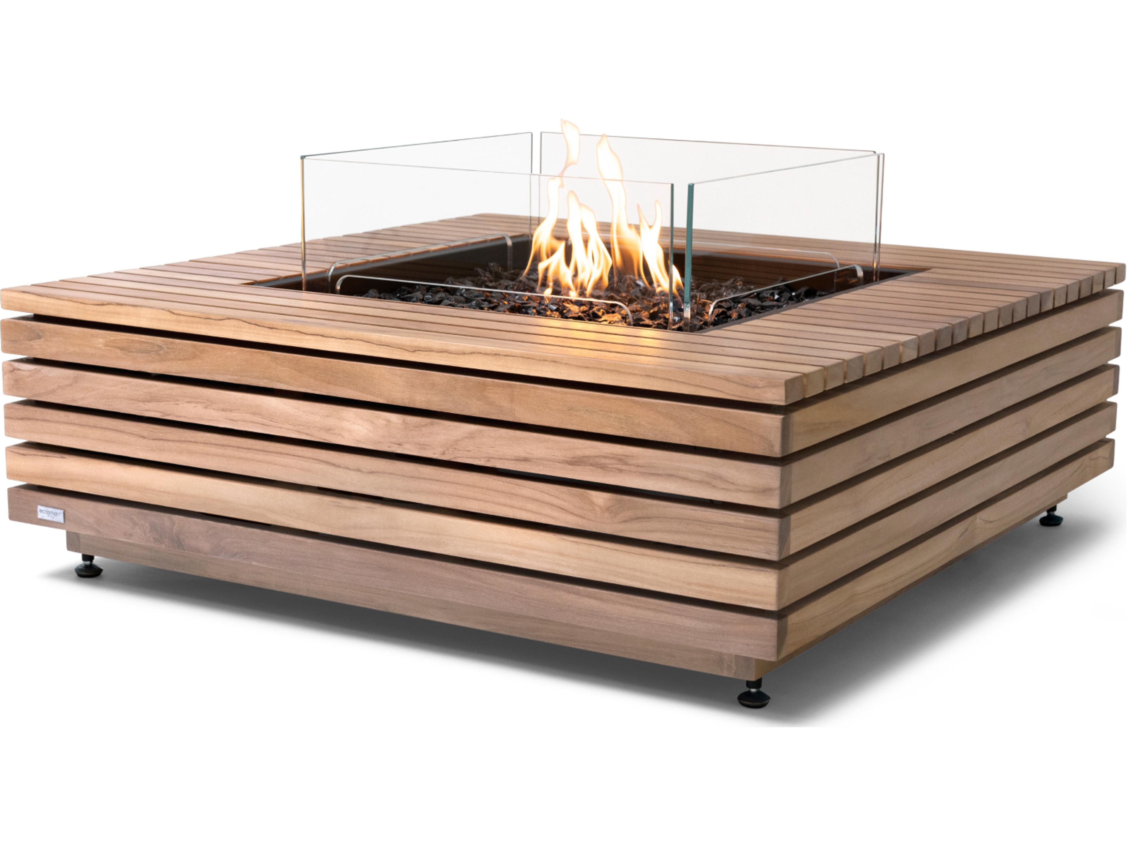 EcoSmart Fire Base Square Outdoor Patio Fire Pit Table with LP/NG Gas Burner Stainless Steel
