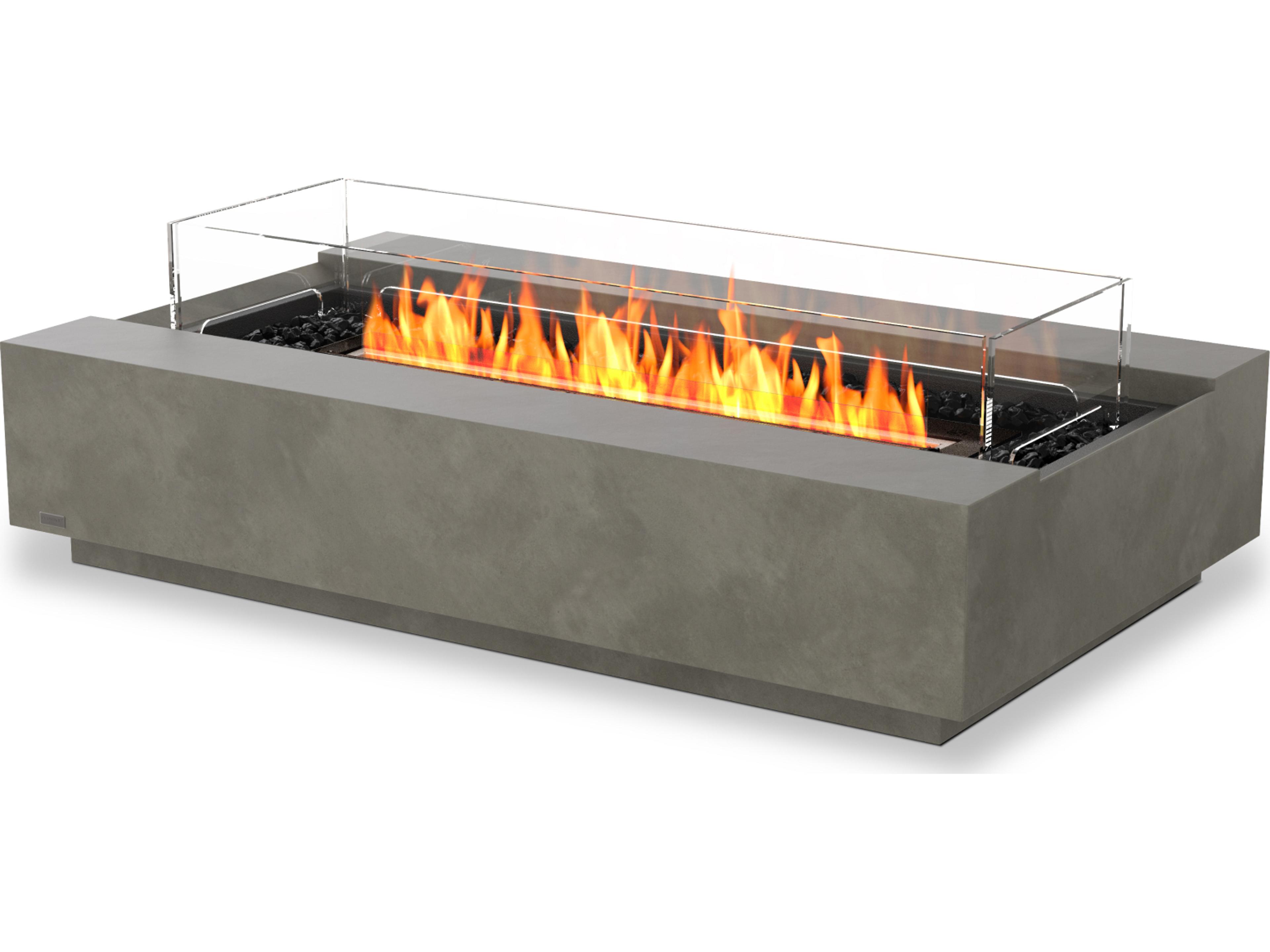 EcoSmart Fire Cosmo Rectangular Patio Fire Pit Table with Ethanol Stainless Steel