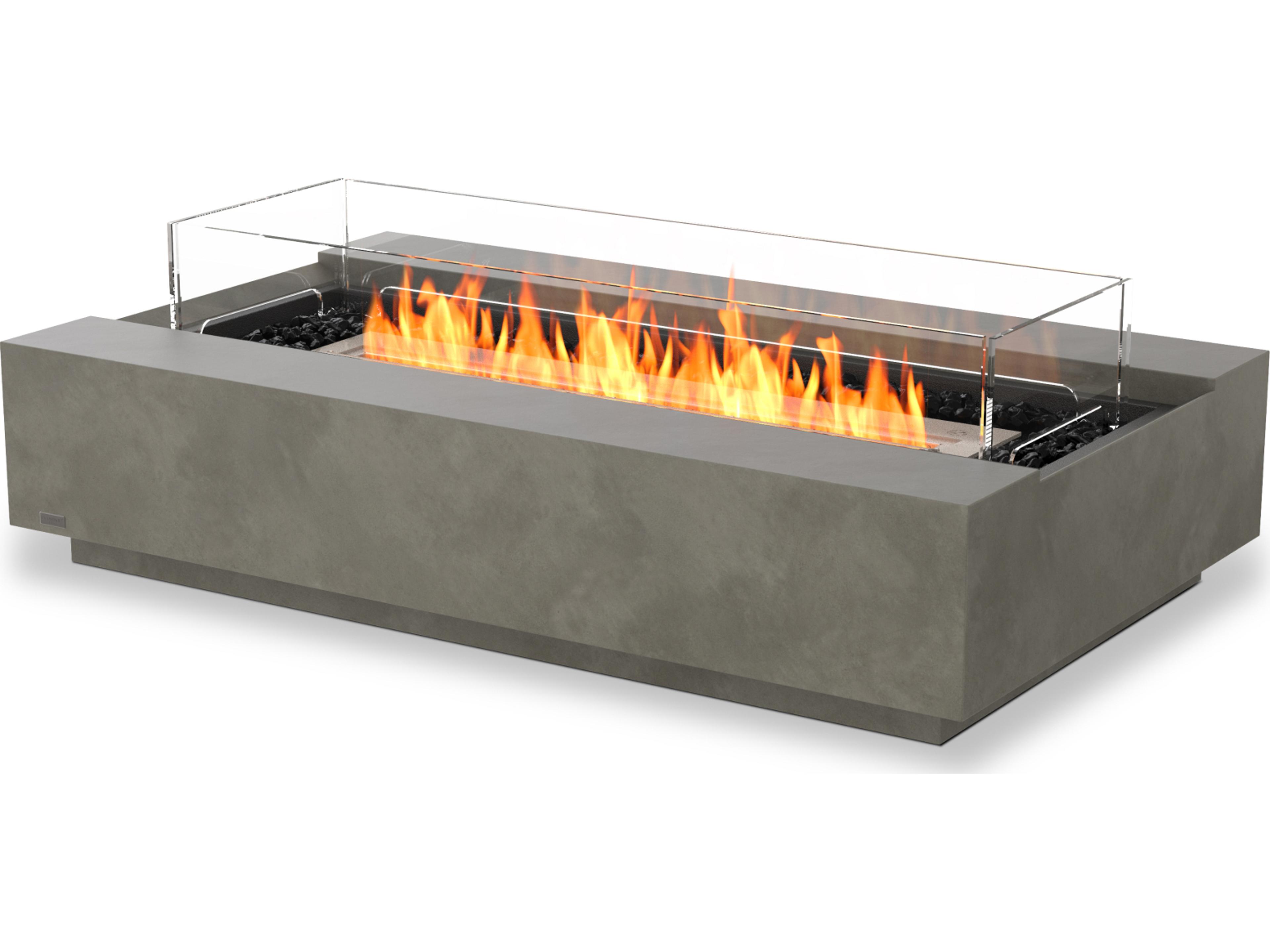 EcoSmart Fire Cosmo Rectangular Outdoor Fire Pit Table with Ethanol Black