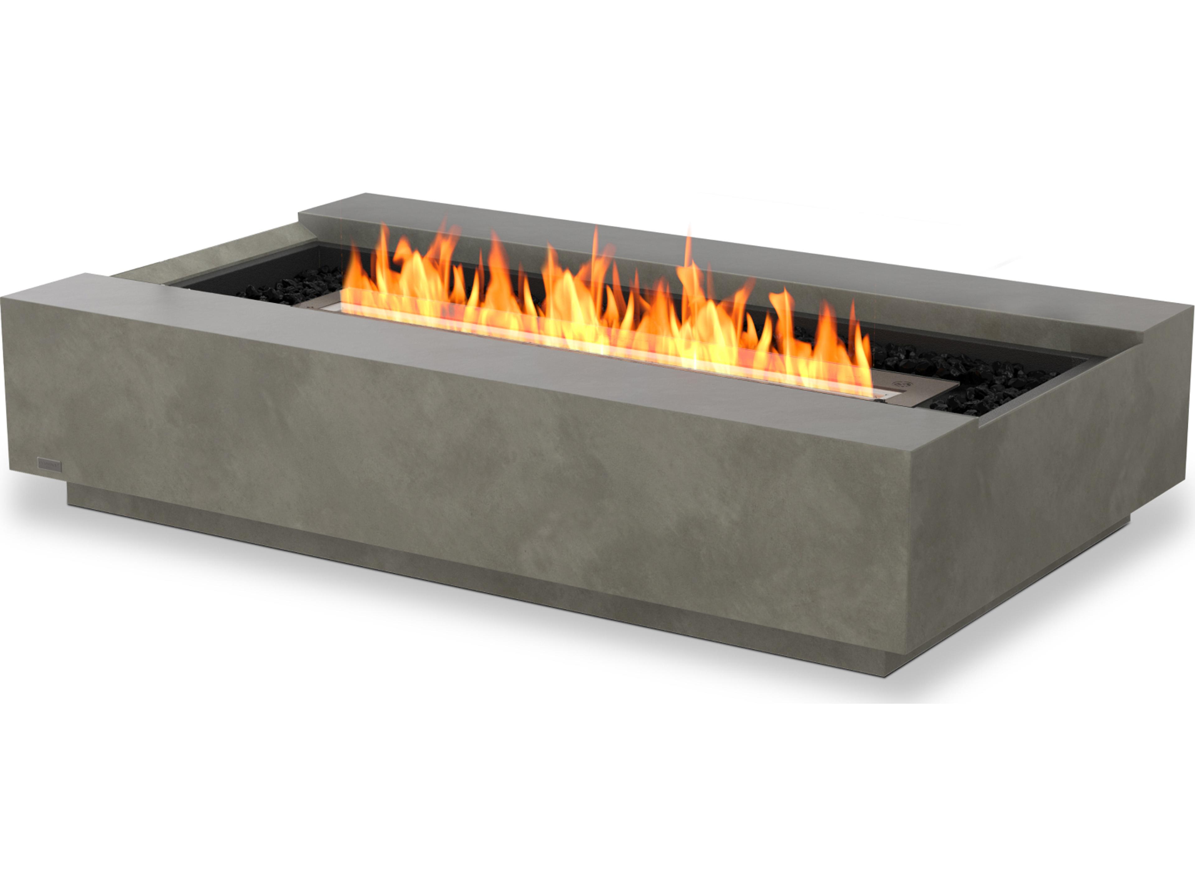 EcoSmart Fire Cosmo Rectangular Outdoor Patio Fire Pit Table with Gas LP/NG Stainless Steel