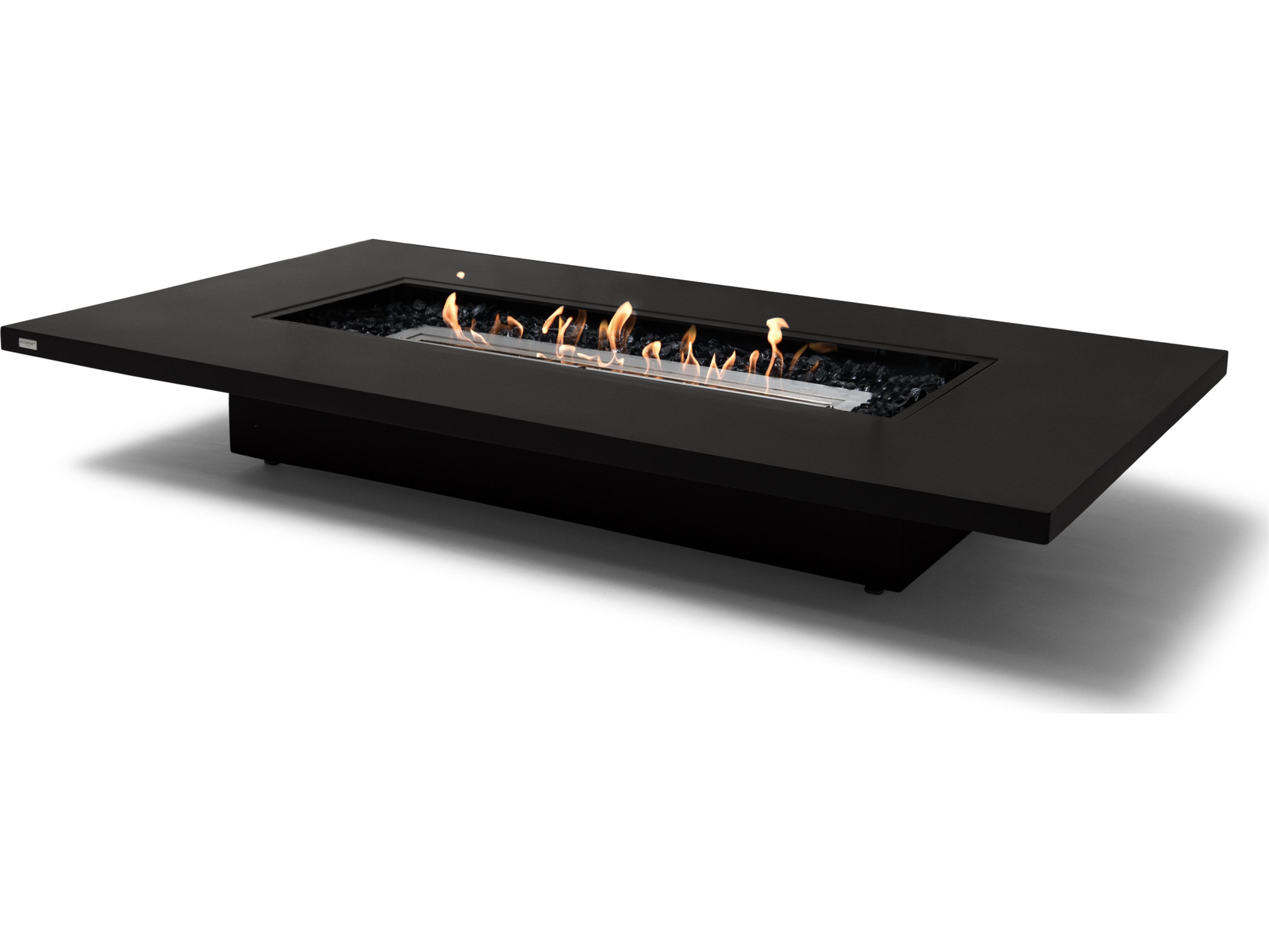 EcoSmart Fire Daiquiri Rectangular Patio Fire Pit Table with Ethanol Burner Stainless Steel