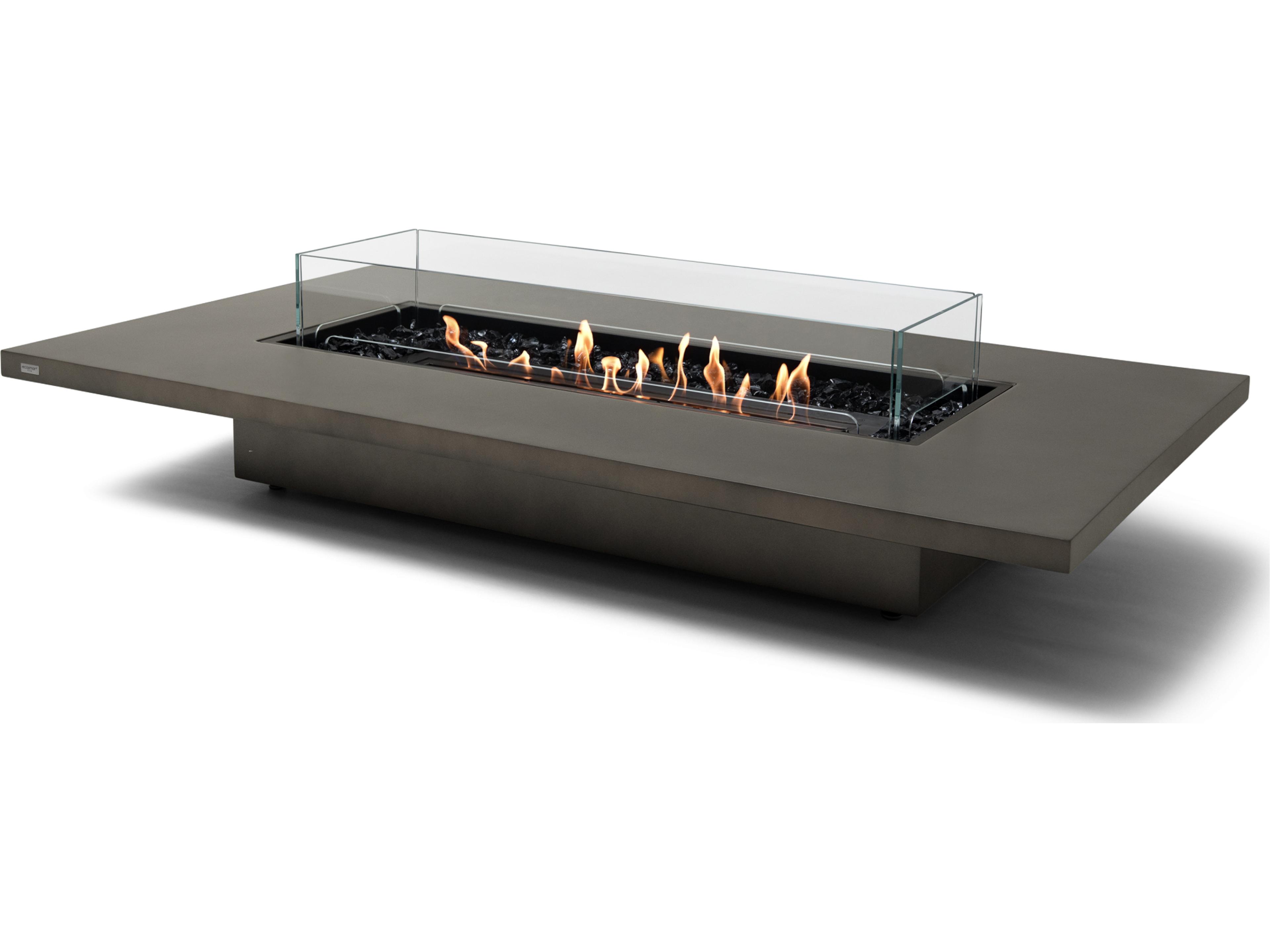 EcoSmart Fire Daiquiri Rectangular Outdoor Fire Pit Table with Ethanol Burner Black
