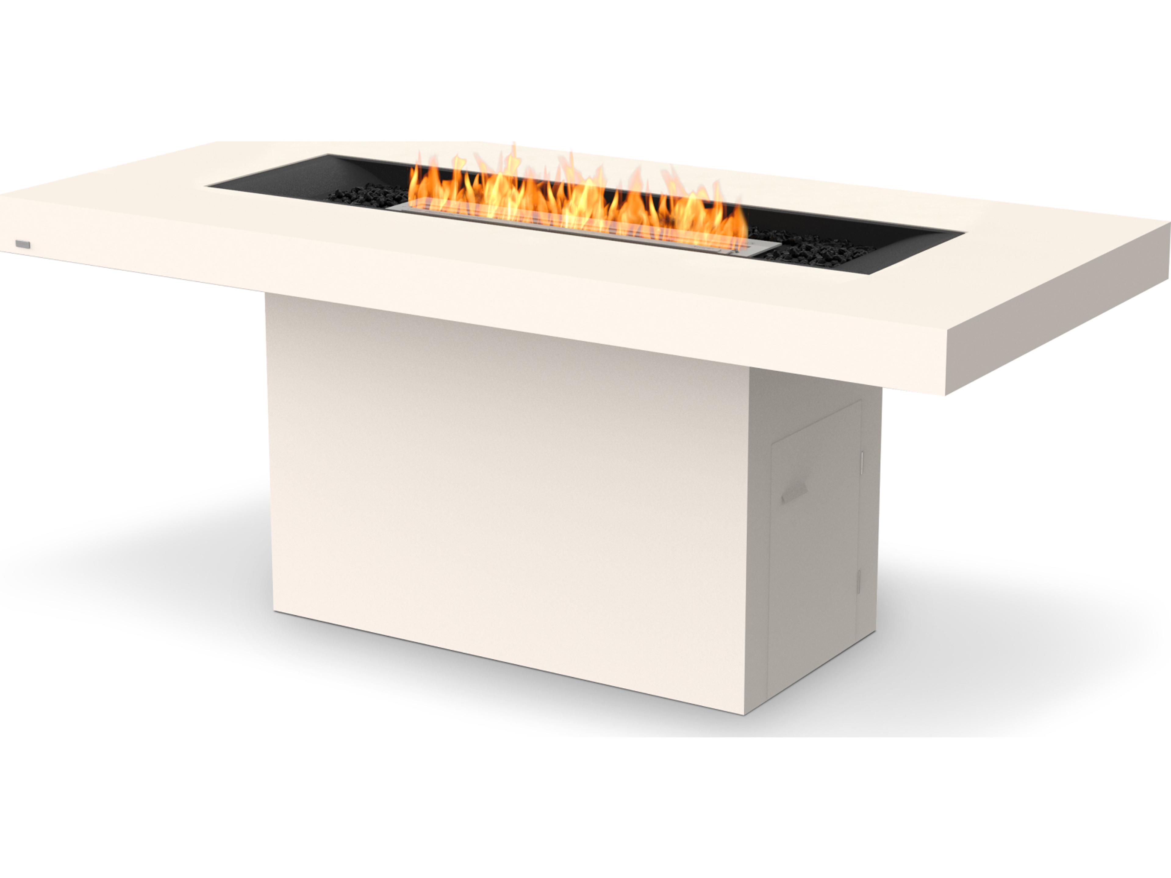 EcoSmart Fire Gin Rectangular Patio Fire Pit Table with Ethanol Burner Black