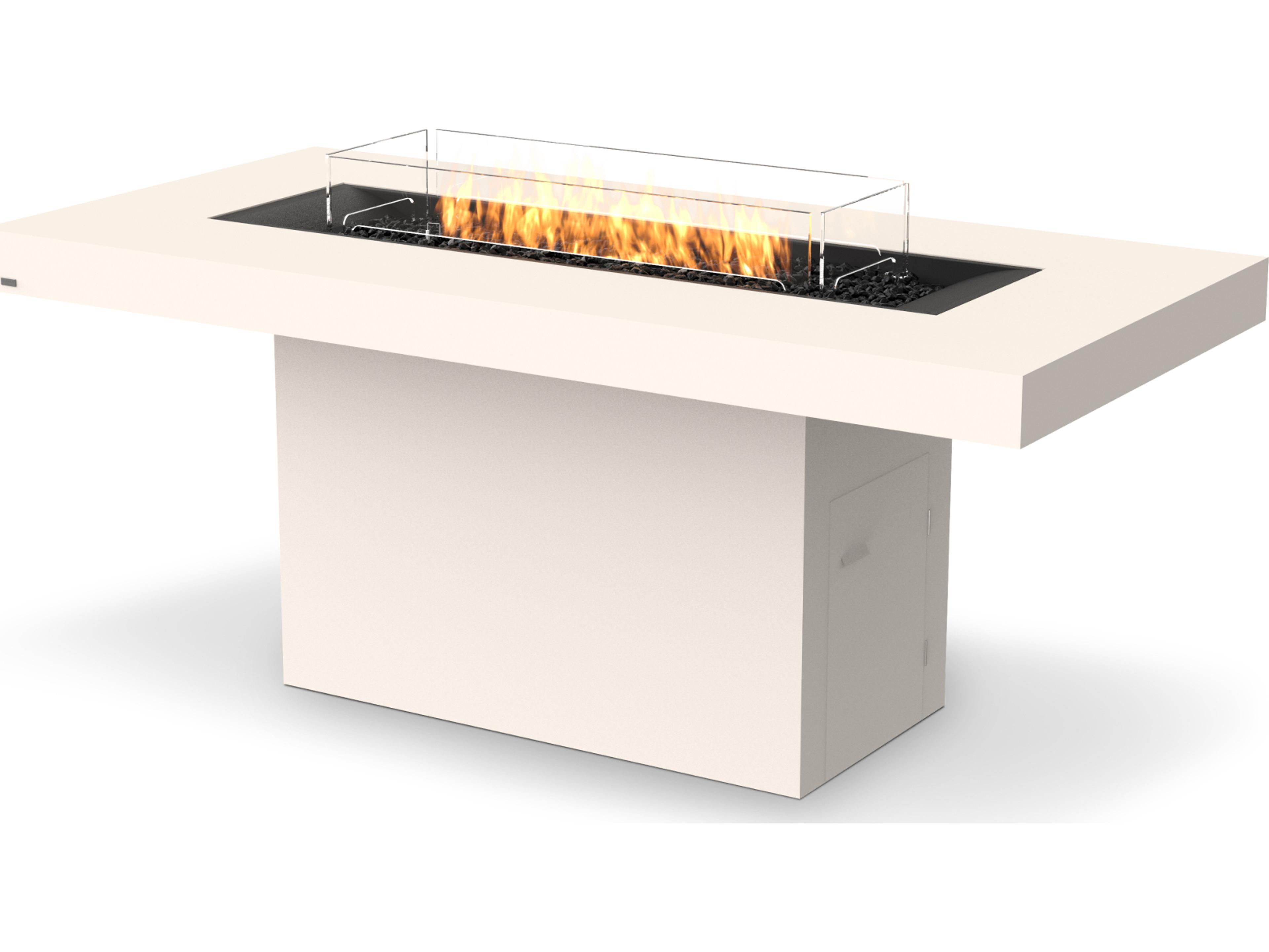 EcoSmart Fire Gin Rectangular Patio Fire Pit Table with Ethanol Burner Black