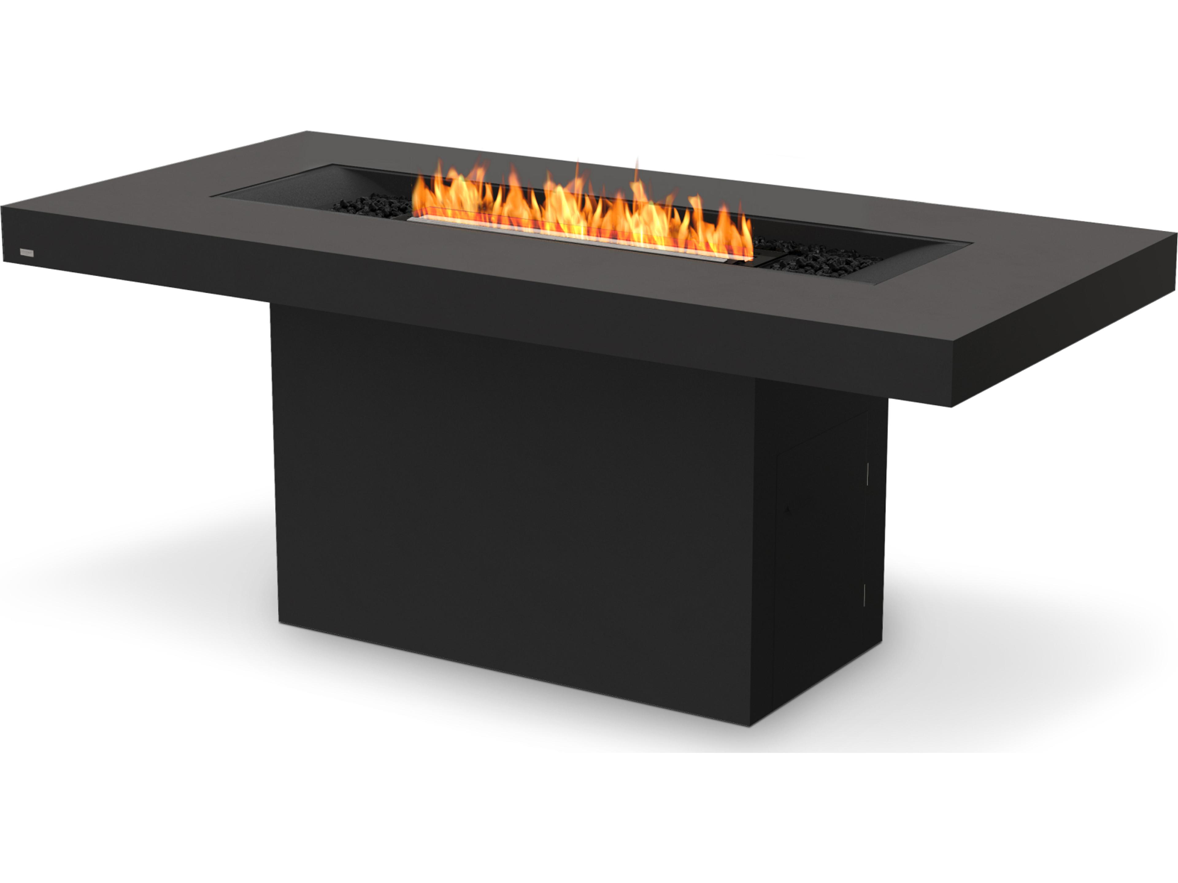 EcoSmart Fire Gin Rectangular Outdoor Fire Pit Table with Ethanol Burner Black