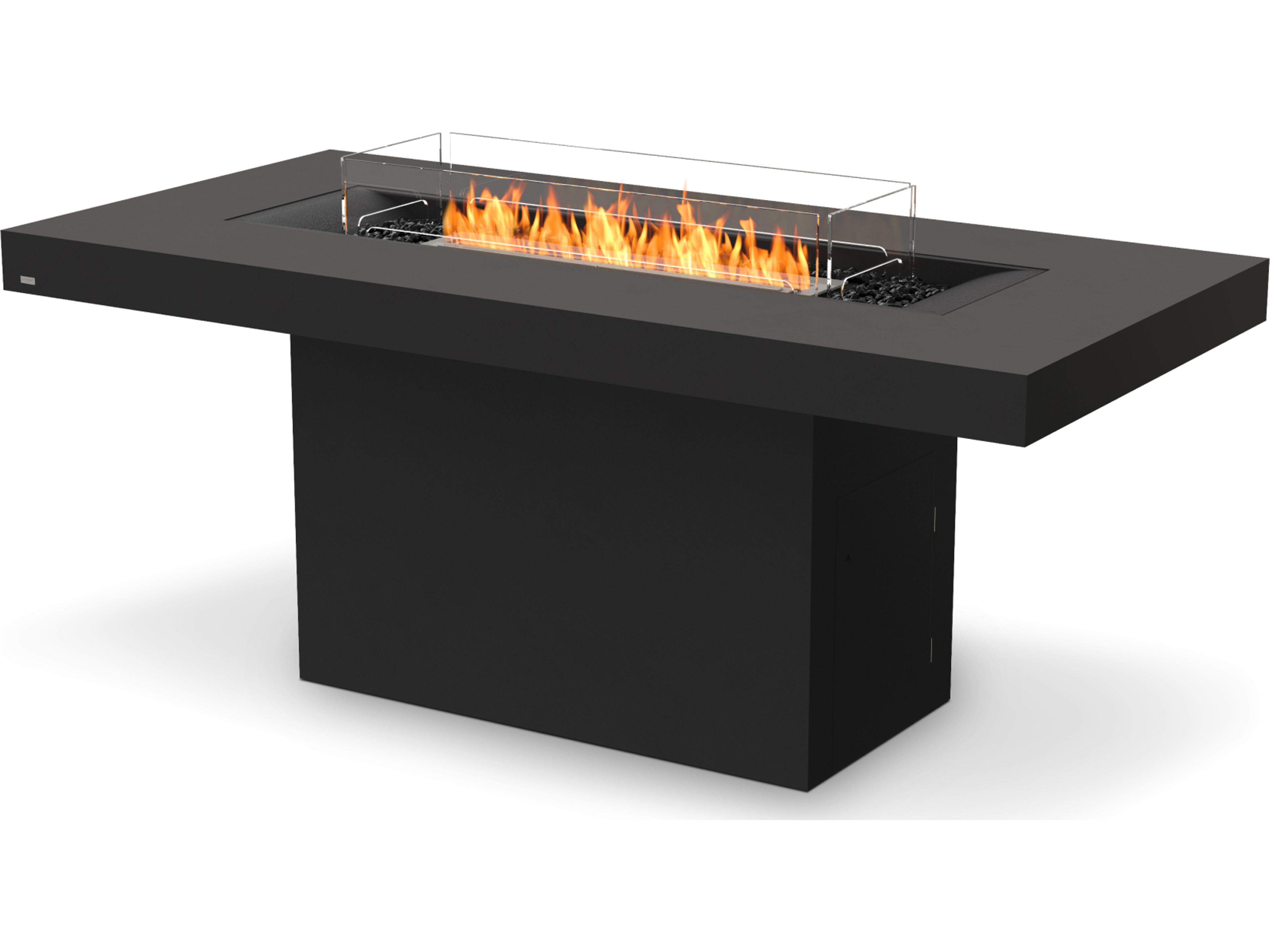 EcoSmart Fire Gin Rectangular Outdoor Fire Pit Table with Ethanol Burner Black