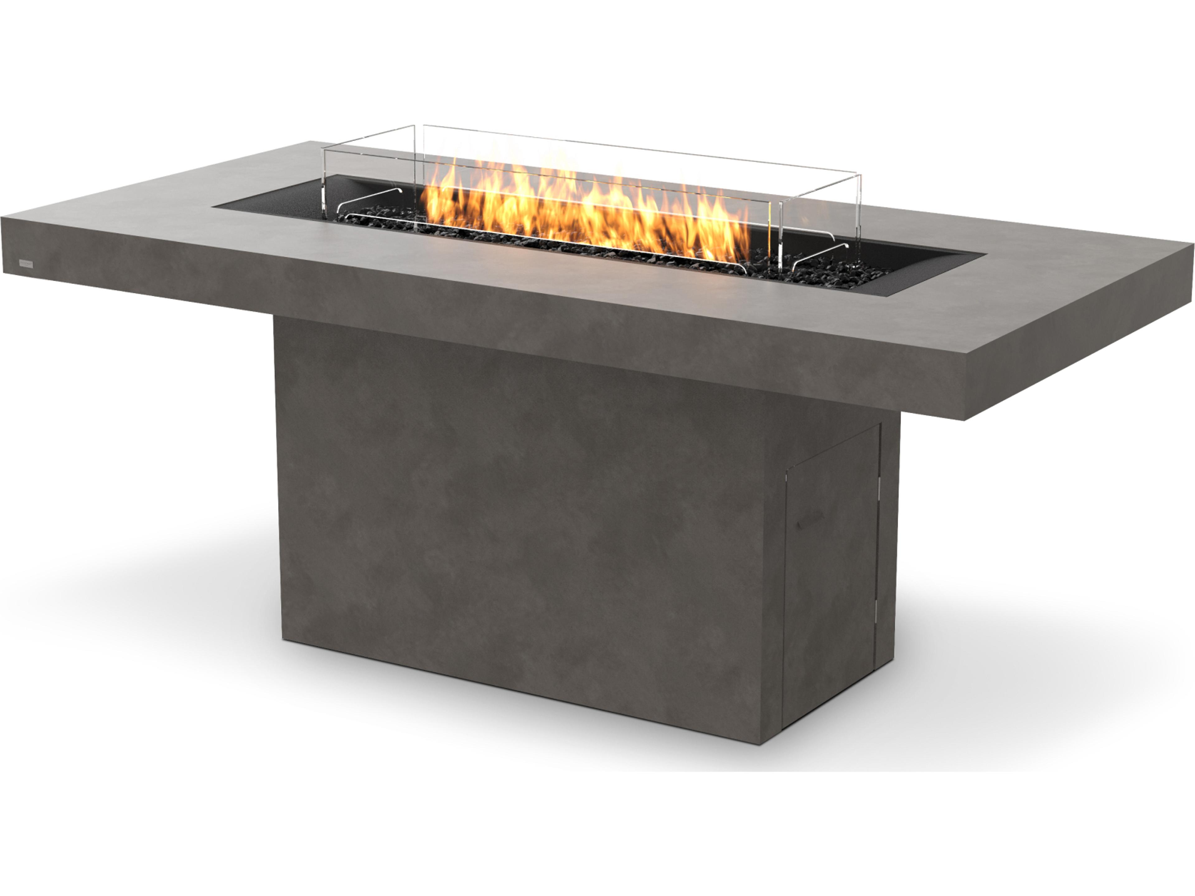 EcoSmart Fire Gin Rectangular Outdoor Patio Fire Pit Table with Ethanol Burner Black