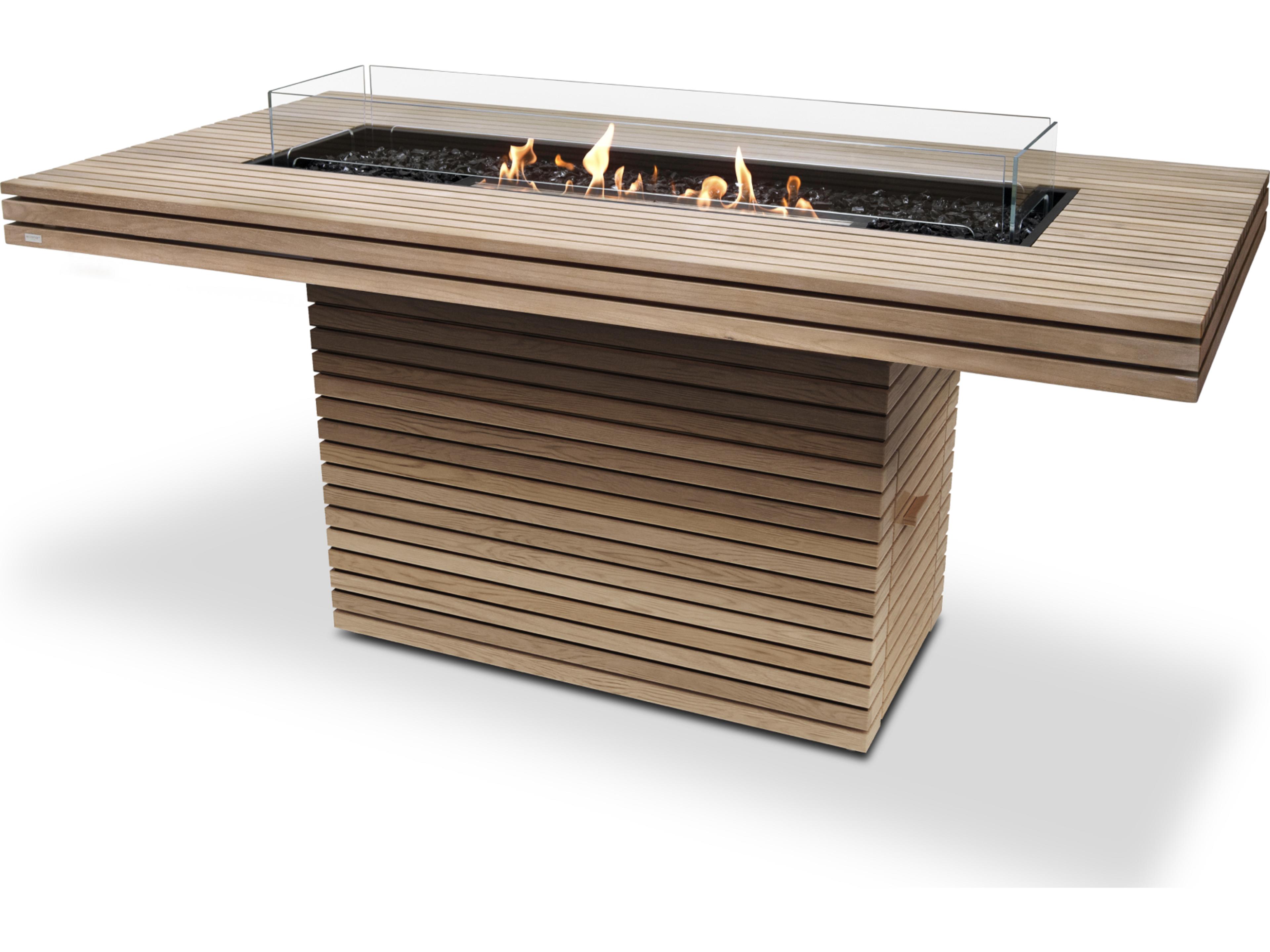 EcoSmart Fire Gin Rectangular Patio Fire Pit Table with Ethanol Burner Stainless Steel