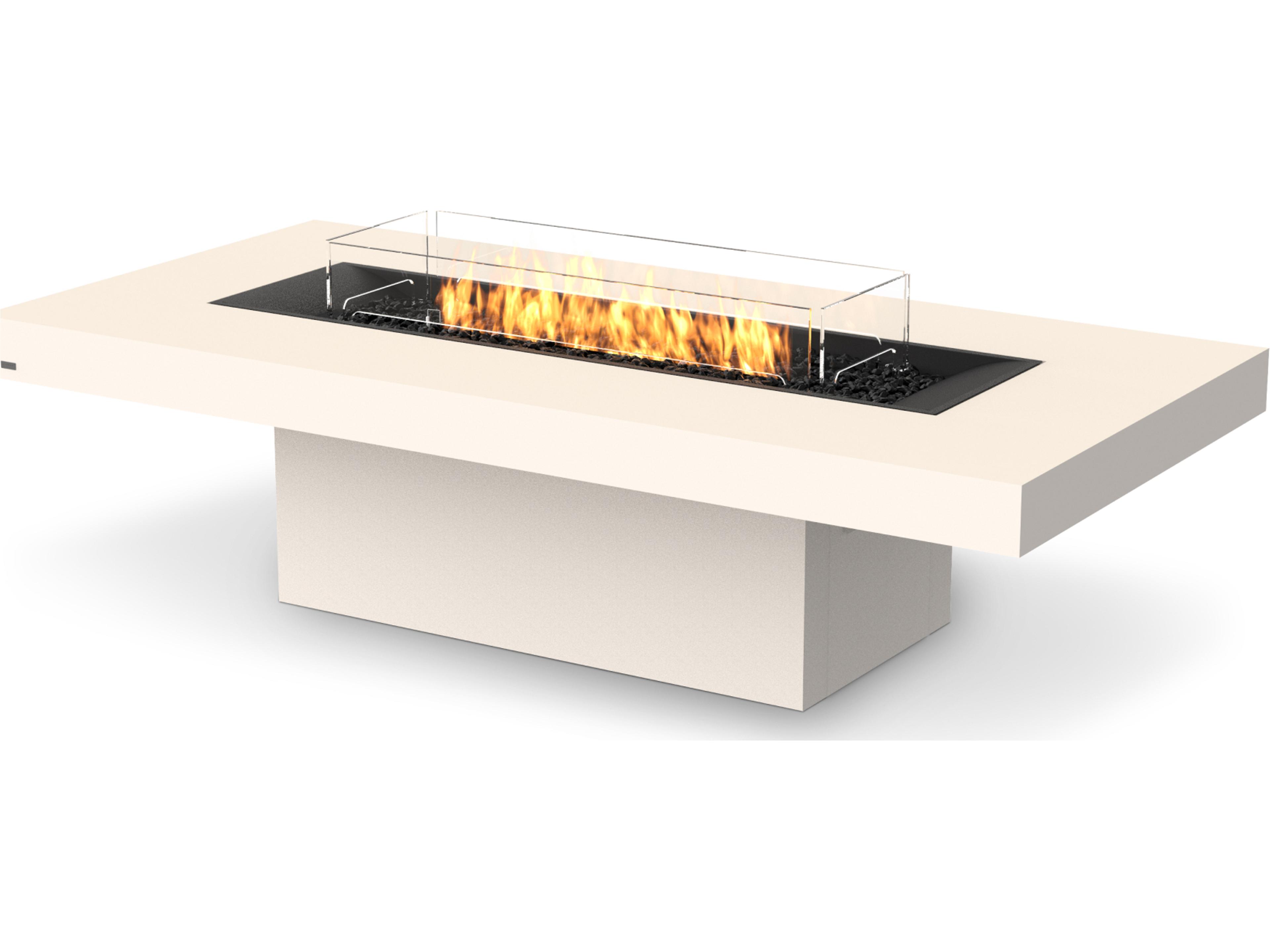 EcoSmart Fire Gin Rectangular Patio Fire Pit Table with Ethanol Burner Black