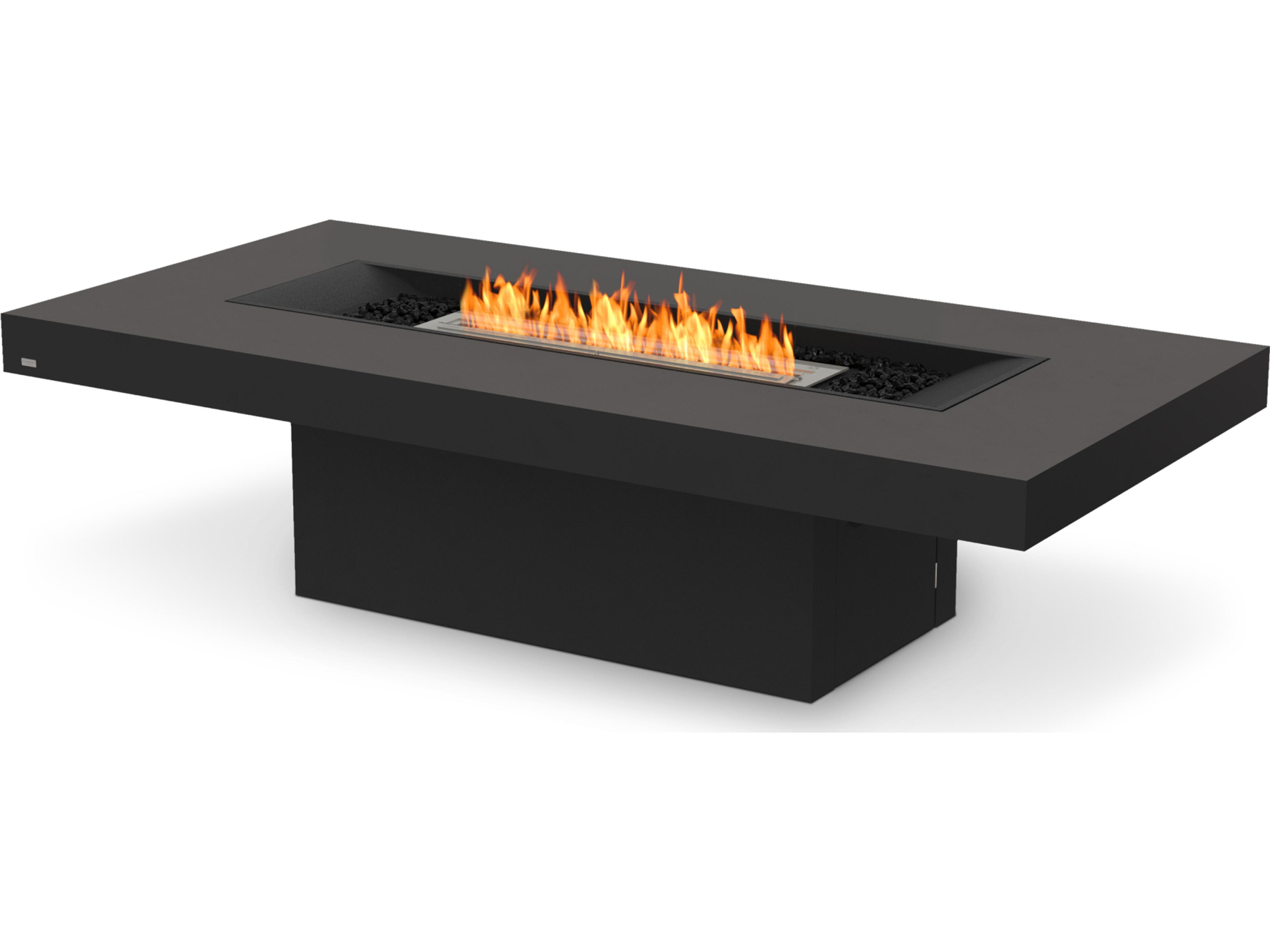 EcoSmart Fire Gin Rectangular Outdoor Fire Pit Table with Ethanol Burner Black
