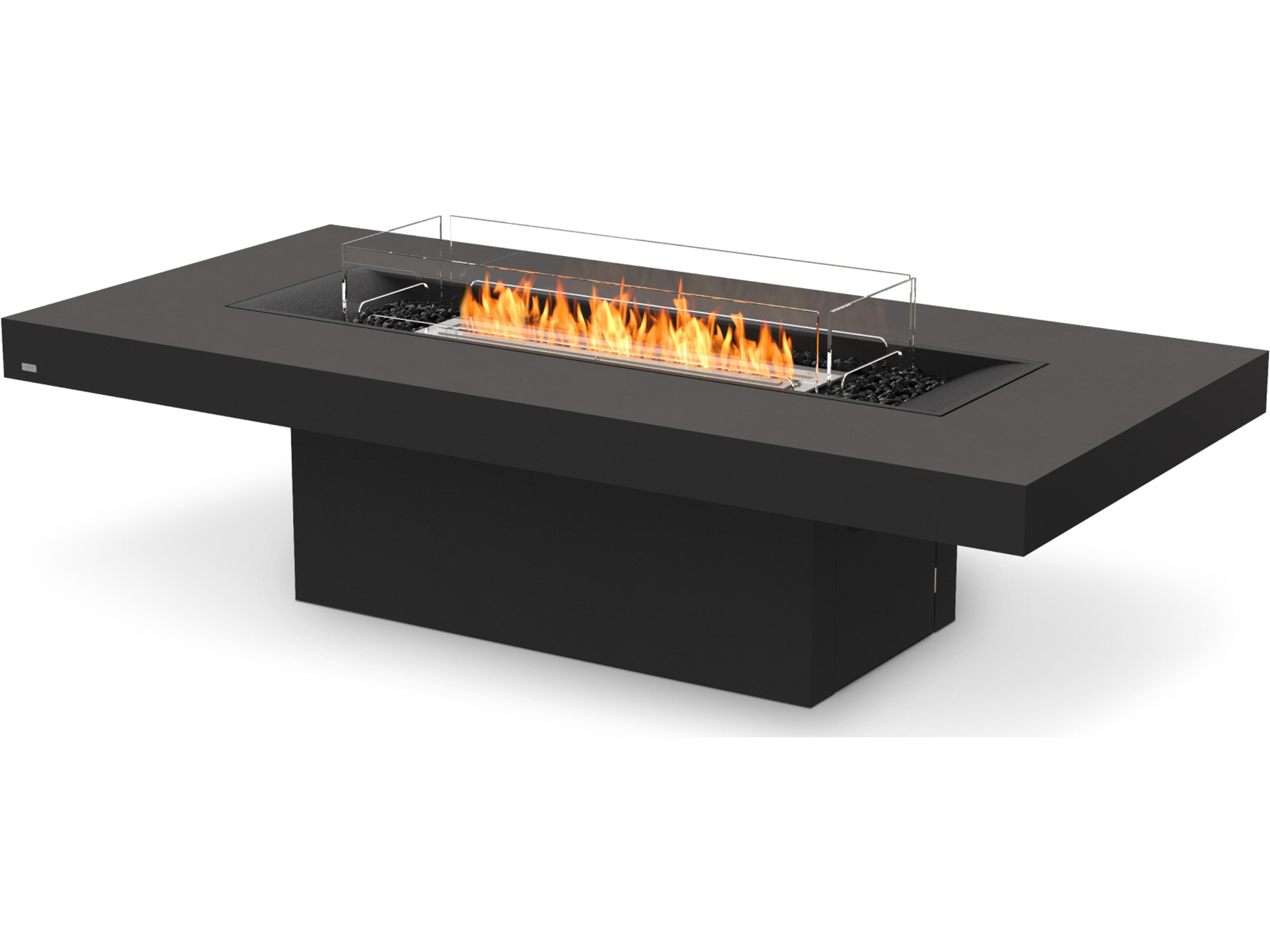 EcoSmart Fire Gin Rectangular Outdoor Fire Pit Table with Ethanol Burner Black