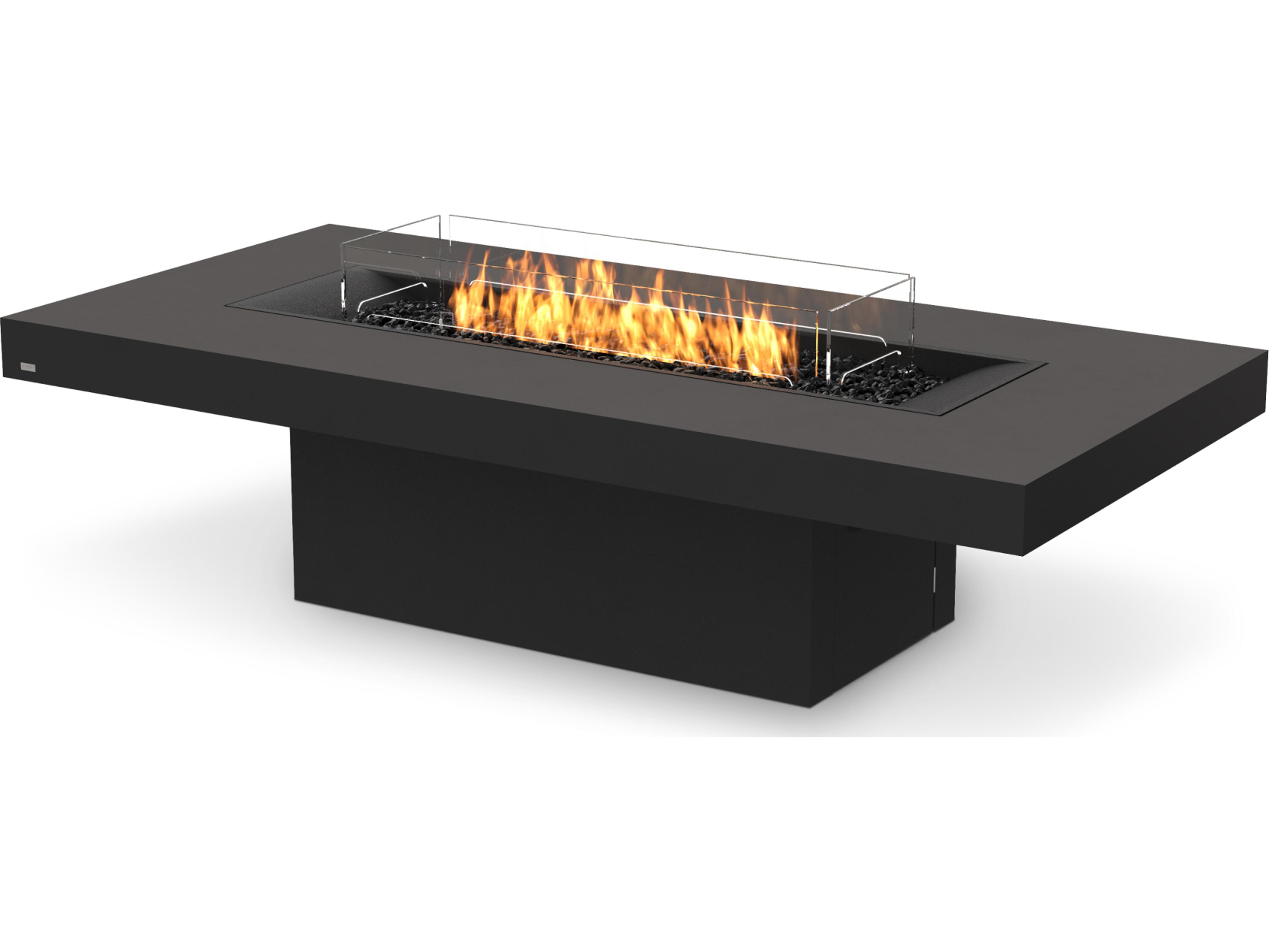 EcoSmart Fire Gin Rectangular Outdoor Fire Pit Table with Ethanol Burner Black
