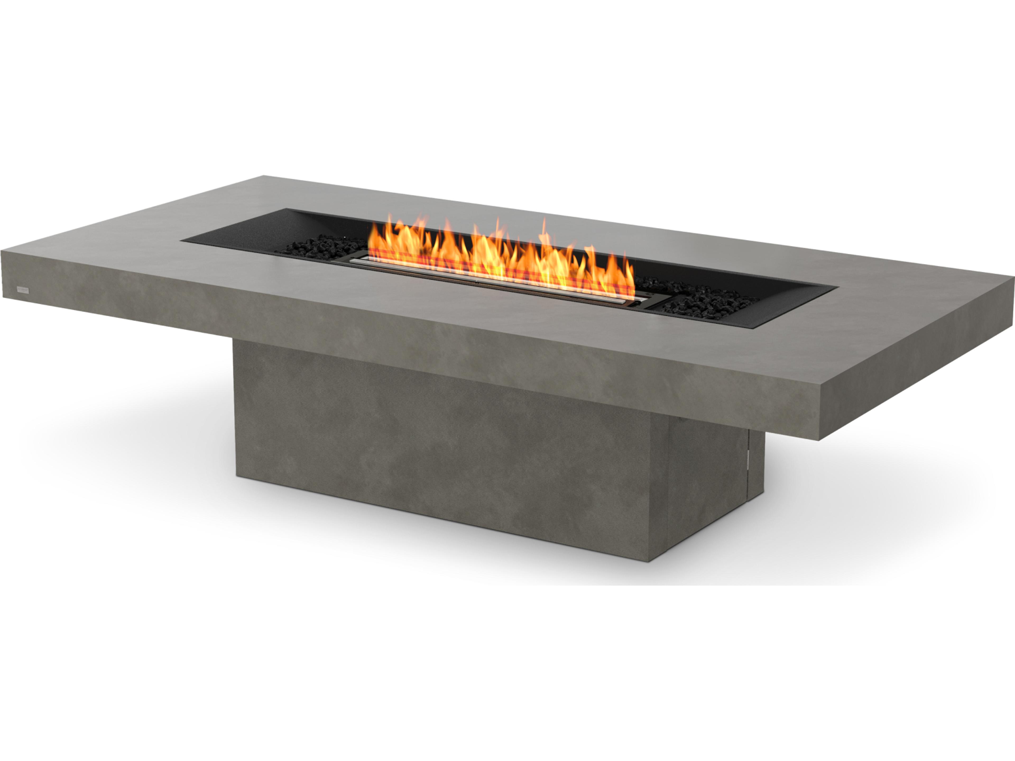 EcoSmart Fire Gin Rectangular Outdoor Patio Fire Pit Table with Ethanol Burner Black