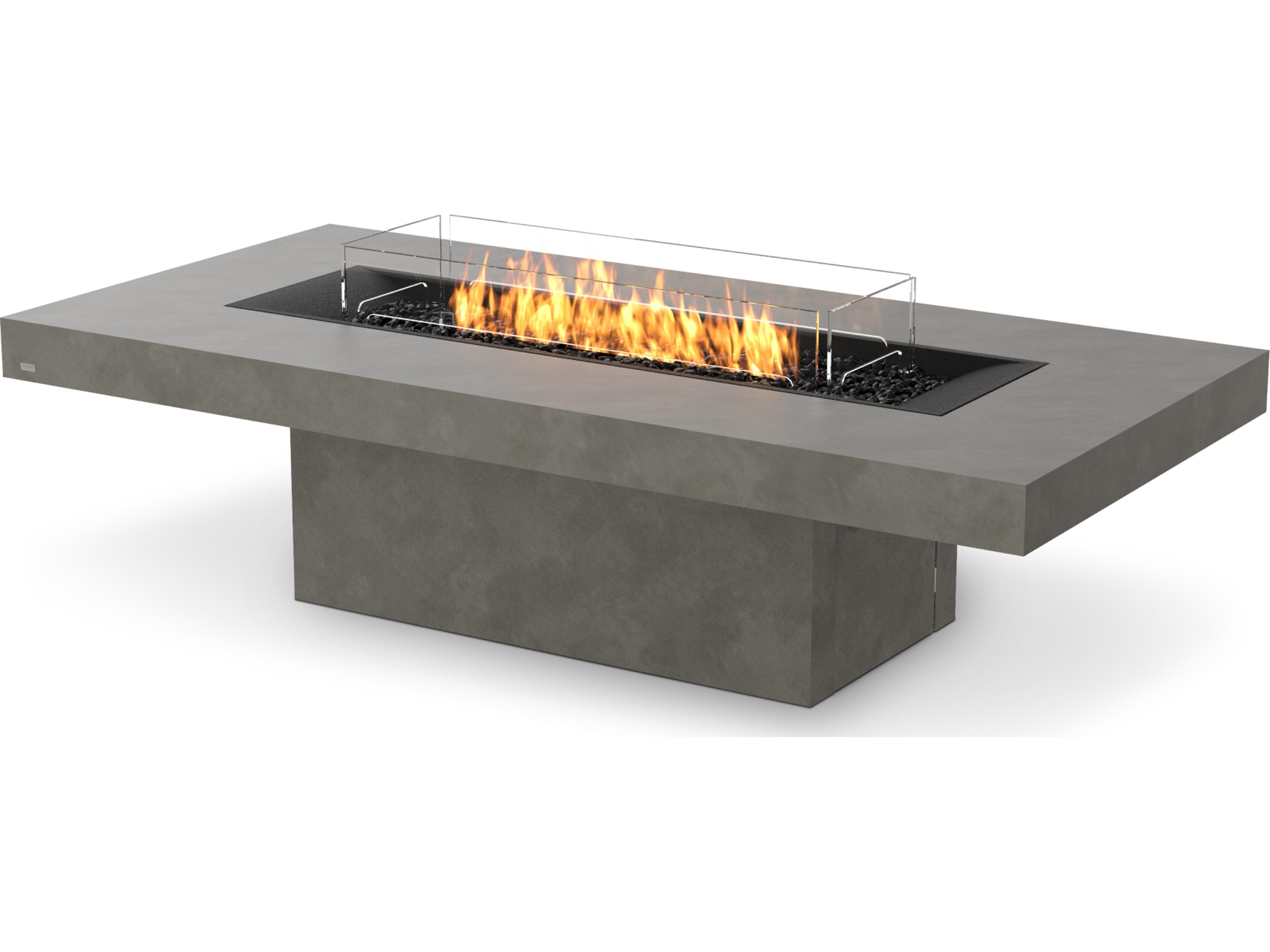 EcoSmart Fire Gin Rectangular Outdoor Patio Fire Pit Table with Ethanol Burner Black