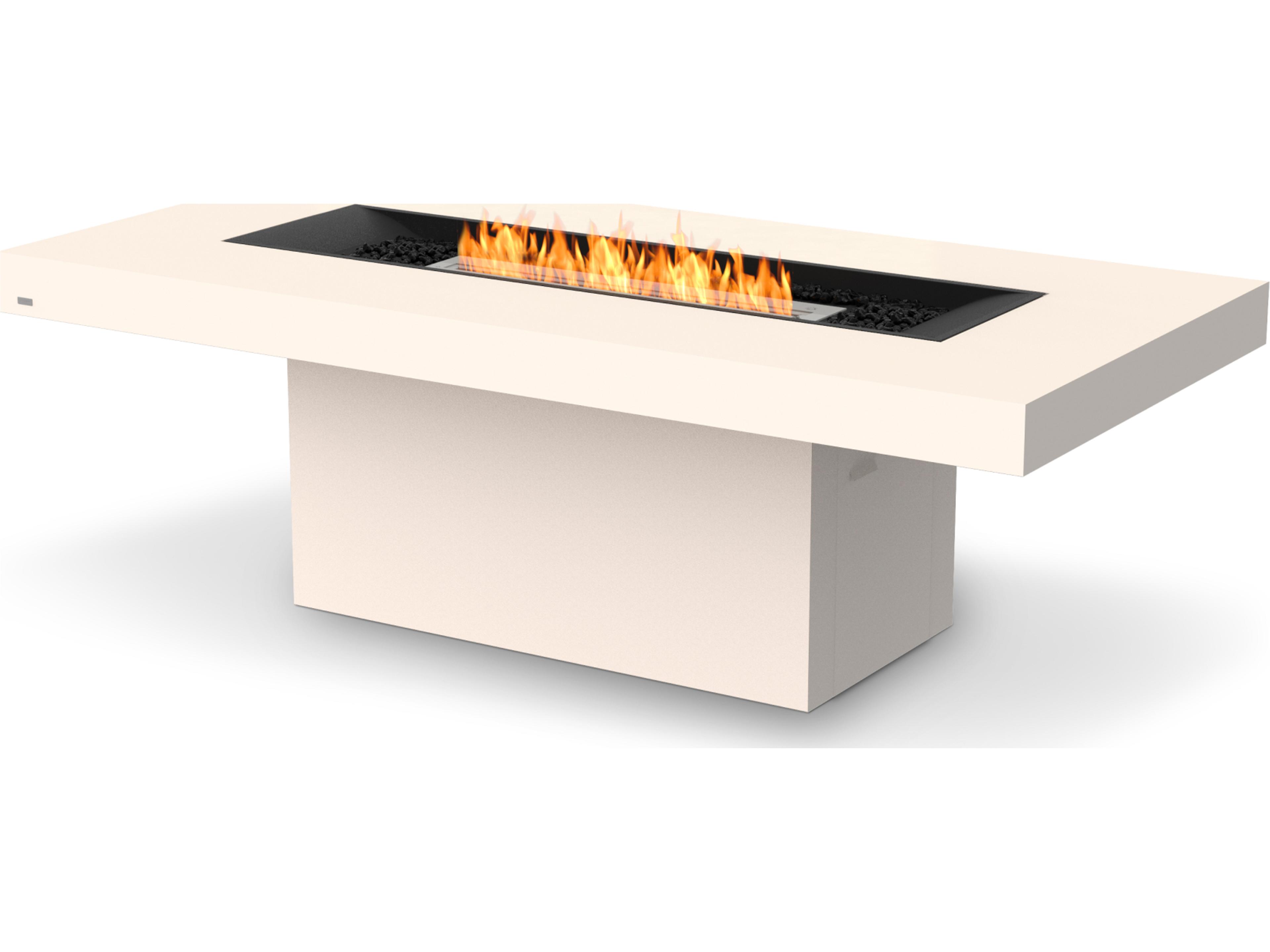 Gin 90 Dining Fire Table in Bone Concrete